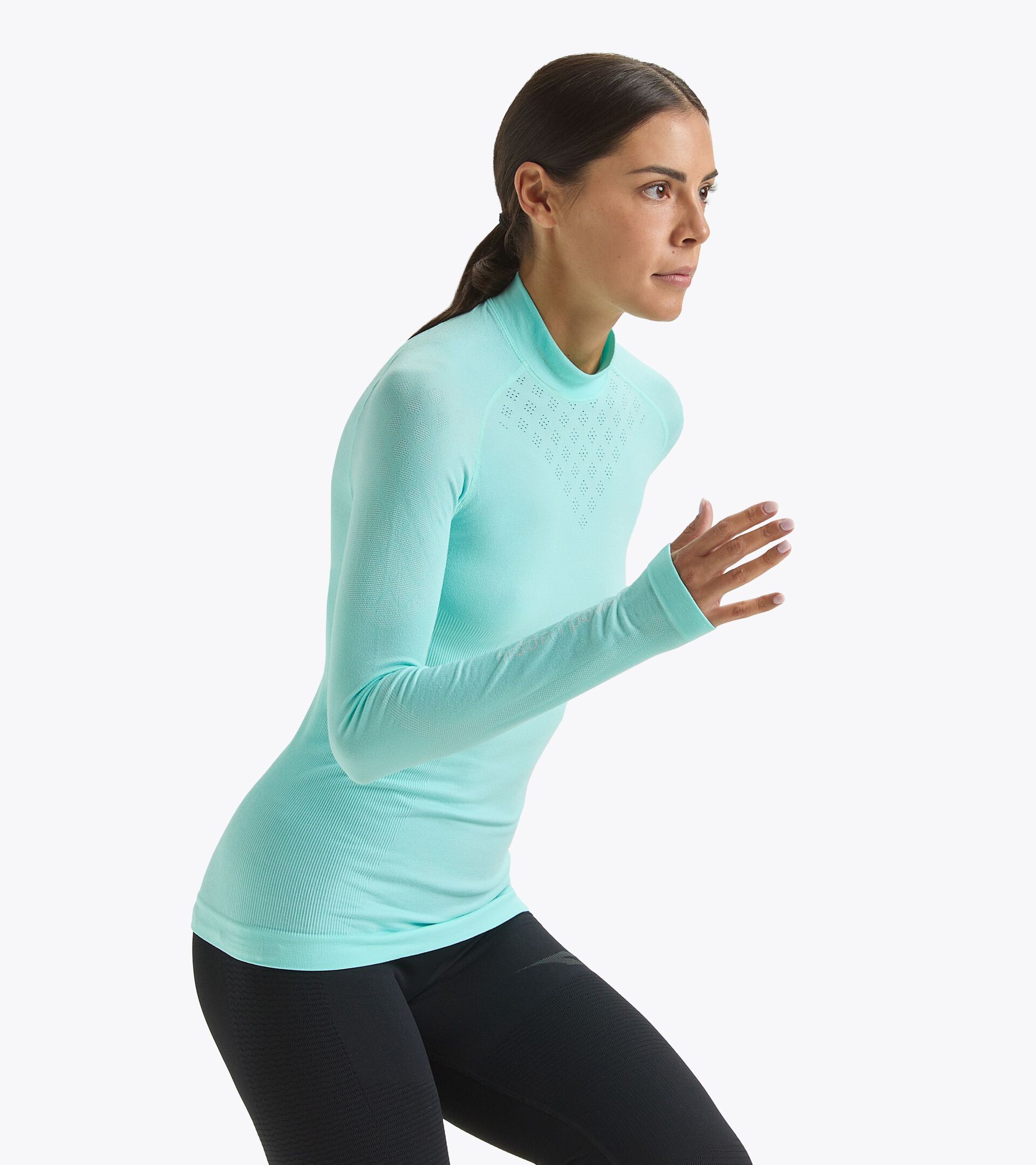 Camiseta de entrenamiento - Mujer L. TURTLE NECK ACT AZUL ARUBA - Diadora