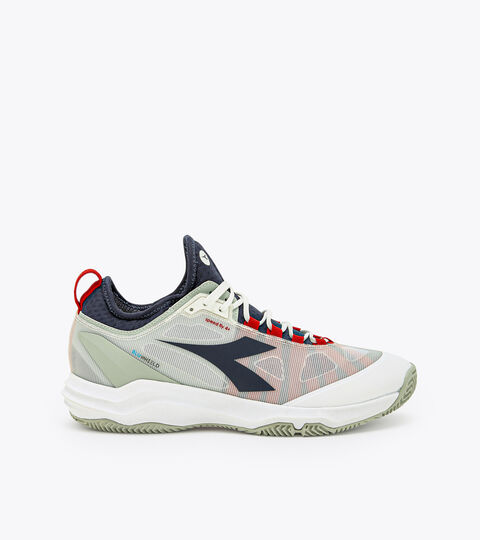 Tennis shoes for clay courts - Men SPEED BLUSHIELD FLY 4 + CLAY WHITE/BLUE CORSAIR/FIERY RED - Diadora