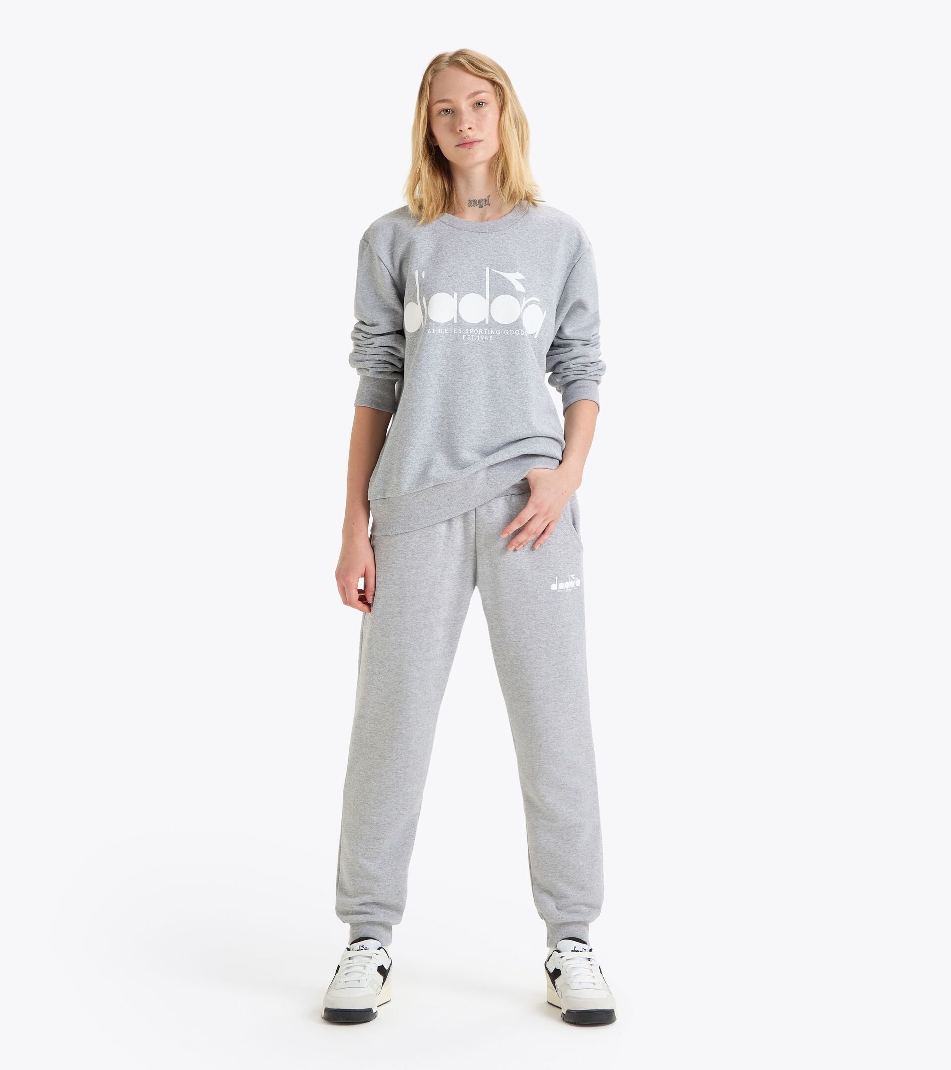 Cotton crewneck - All-Gender SWEATSHIRT CREW LOGO HIGH RISE MELANGE - Diadora