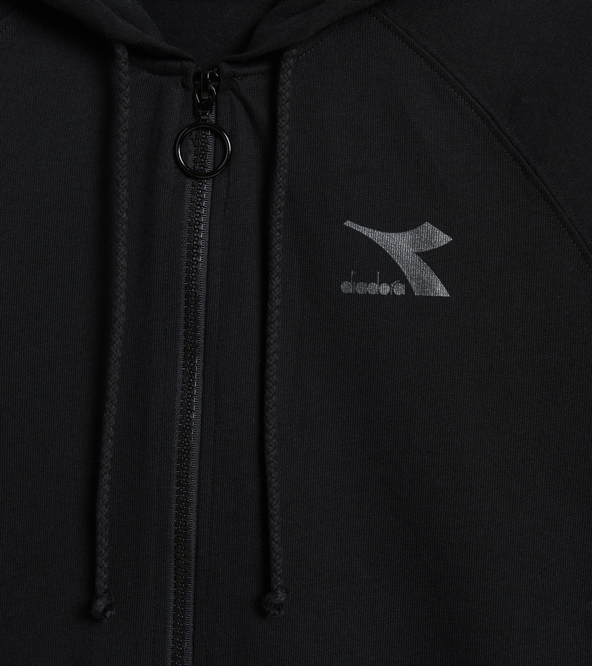 Cotton sports sweatshirt - Women L. HOODIE FZ CHROMIA BLACK - Diadora