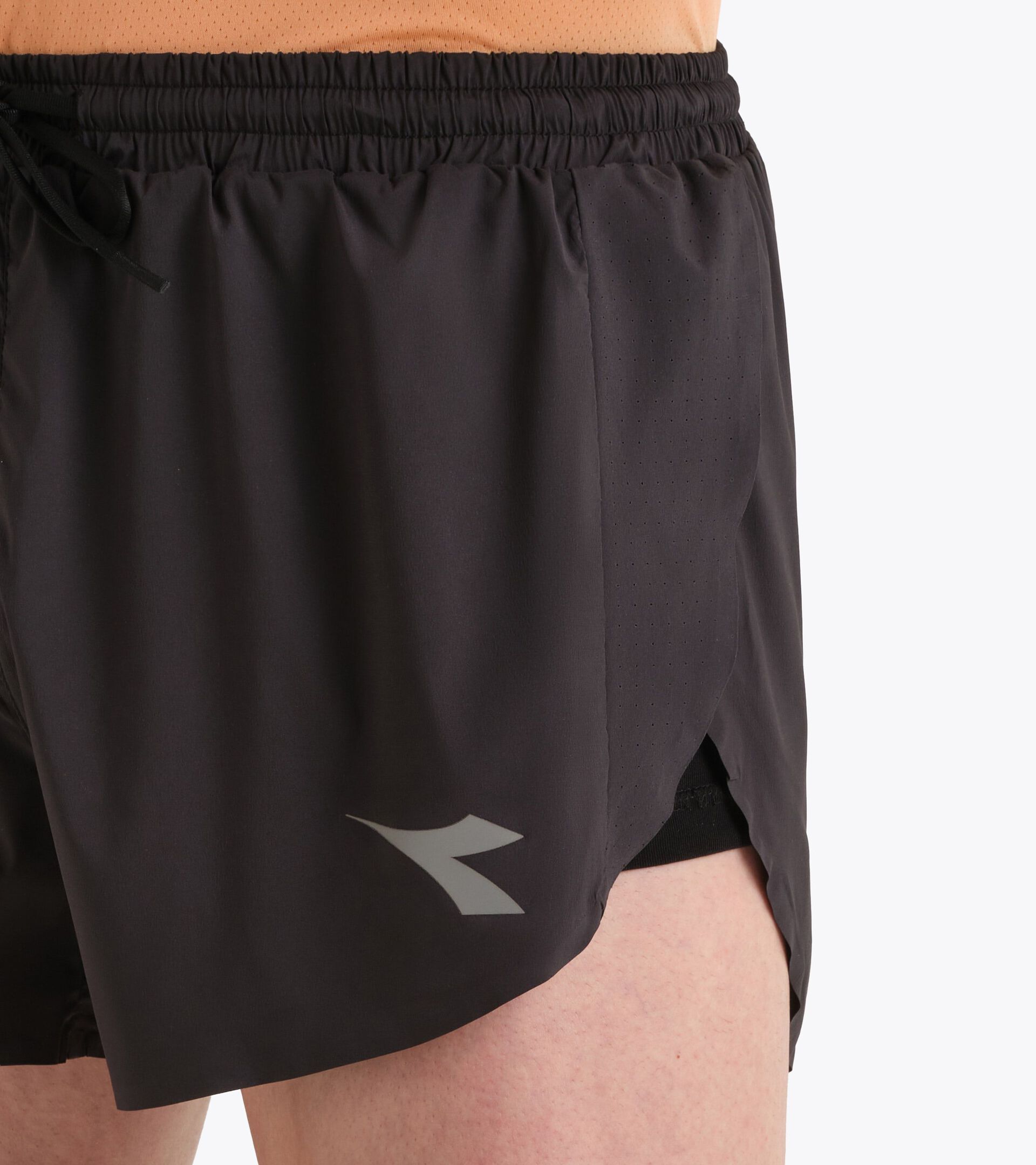 Short fendu FIBRAZERO 3&rsquo;&rsquo;  - Running - Homme SPLIT SHORTS 3 SUPER LIGHT FIBRAZERO NOIR - Diadora