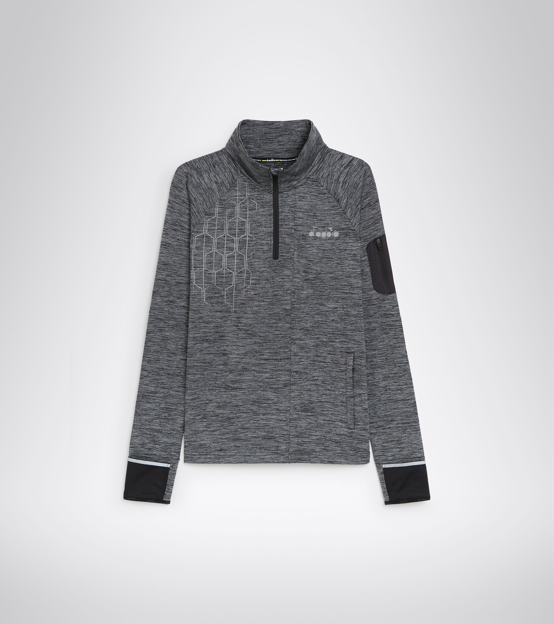 Maglia da running 1/2 zip - Uomo WARM UP WINTER SWEAT BE ONE NERO - Diadora