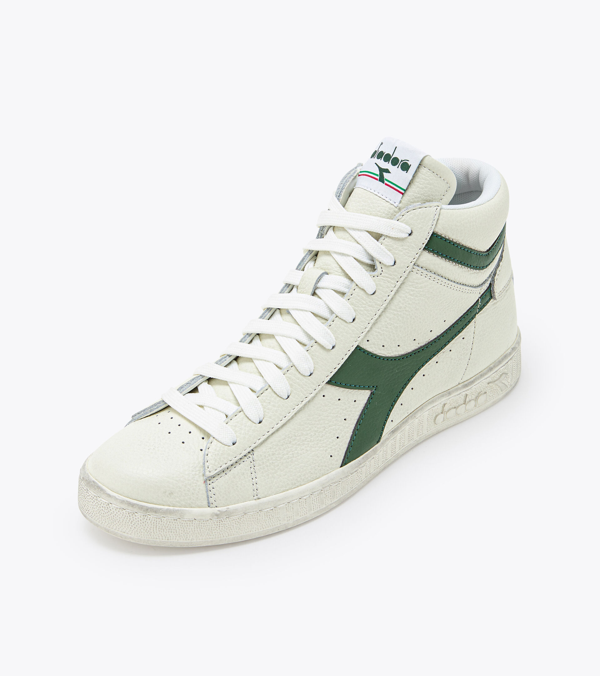 Sporty sneakers - Unisex GAME L HIGH WAXED WHITE/FOGLIAGE GREEN - Diadora
