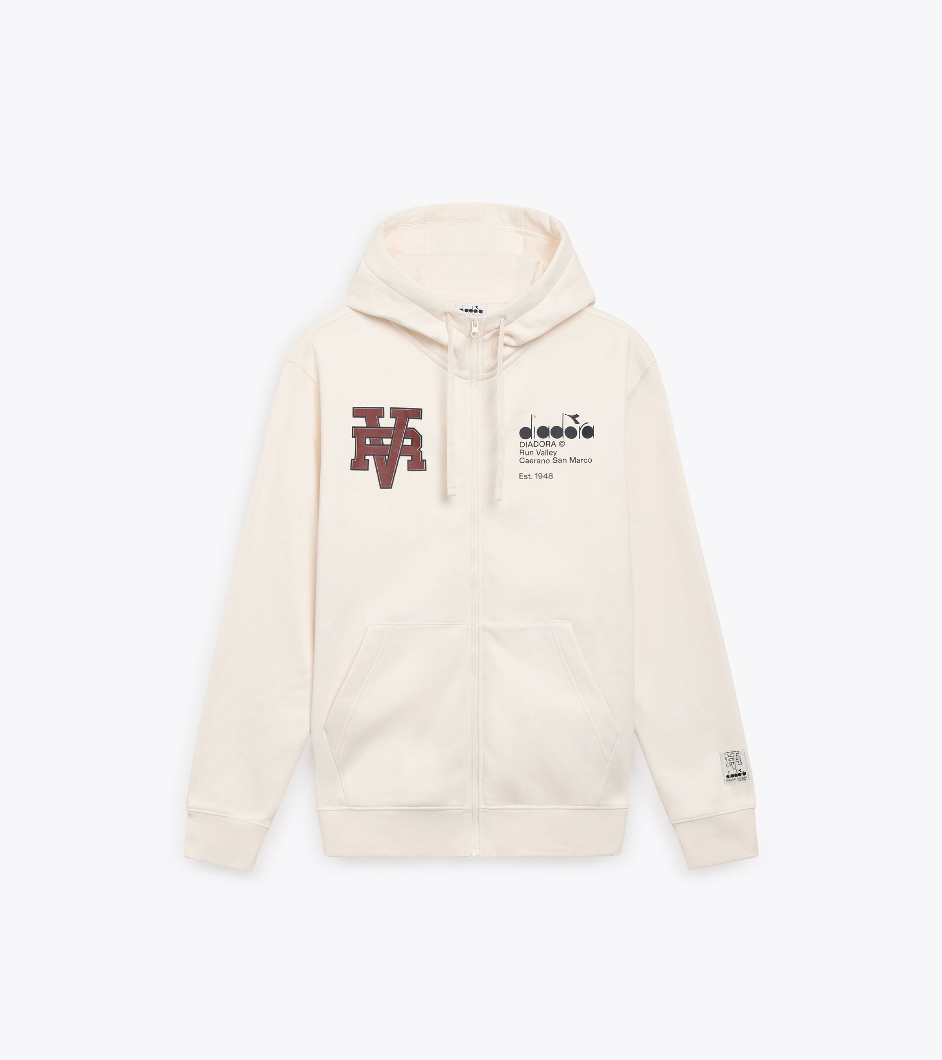 null HOODIE FZ RUN VALLEY WHISPER WHITE - Diadora