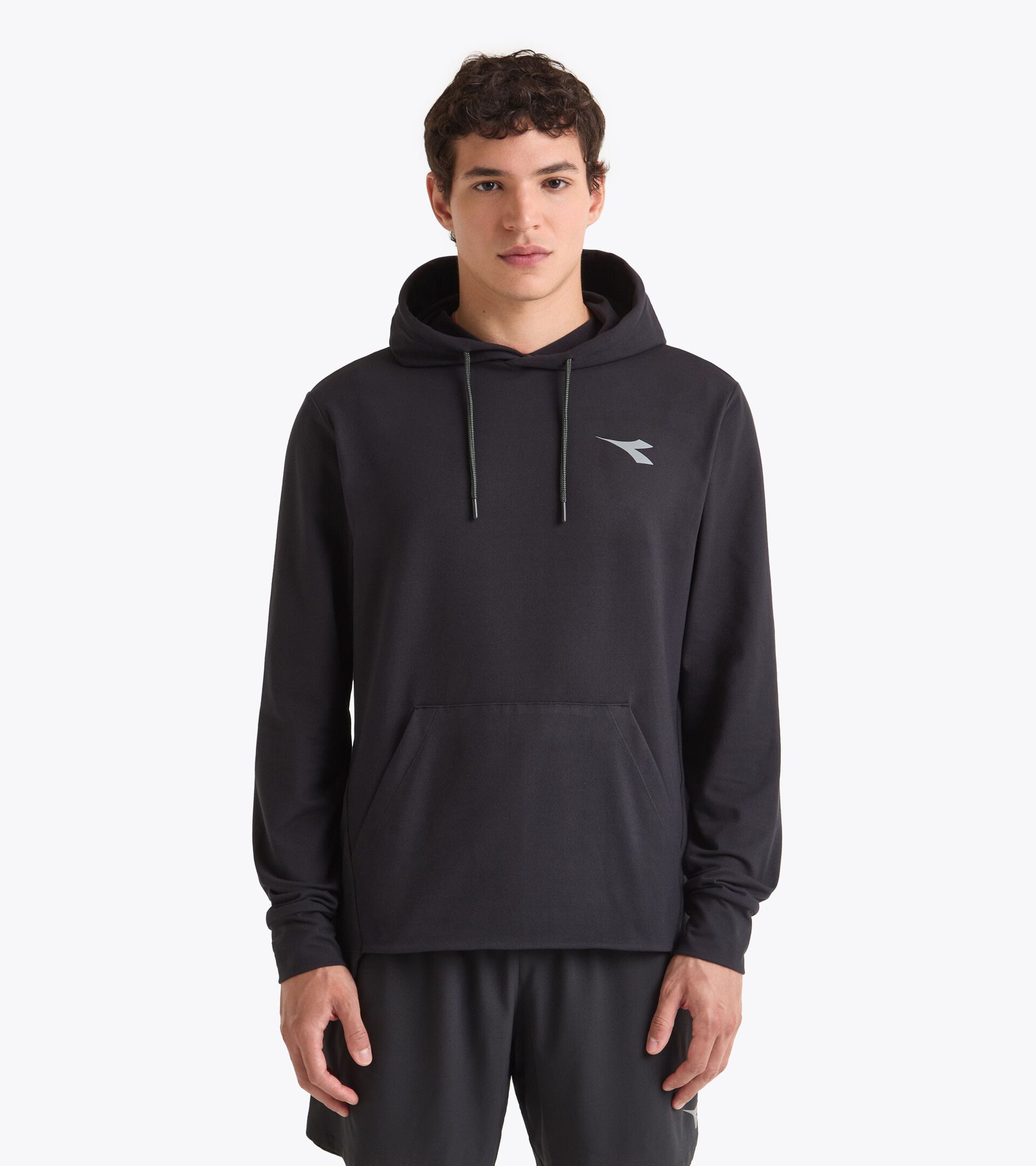 Sudadera de punto para después de entrenar§Hombre JERSEY PULLOVER HOODIE RUN CREW NEGRO - Diadora