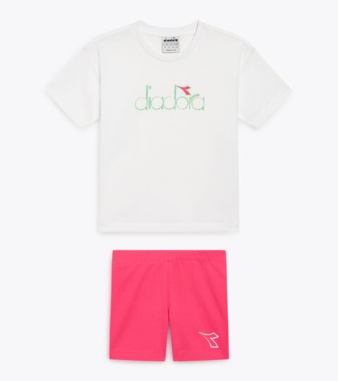 JG. SET ESSENTIAL SPORTS SS, OPTICAL WHITE Sports set - T-shirt and shorts - Girls JG. SET ESSENTIAL SPORTS SS OPTICAL WHITE - Diadora