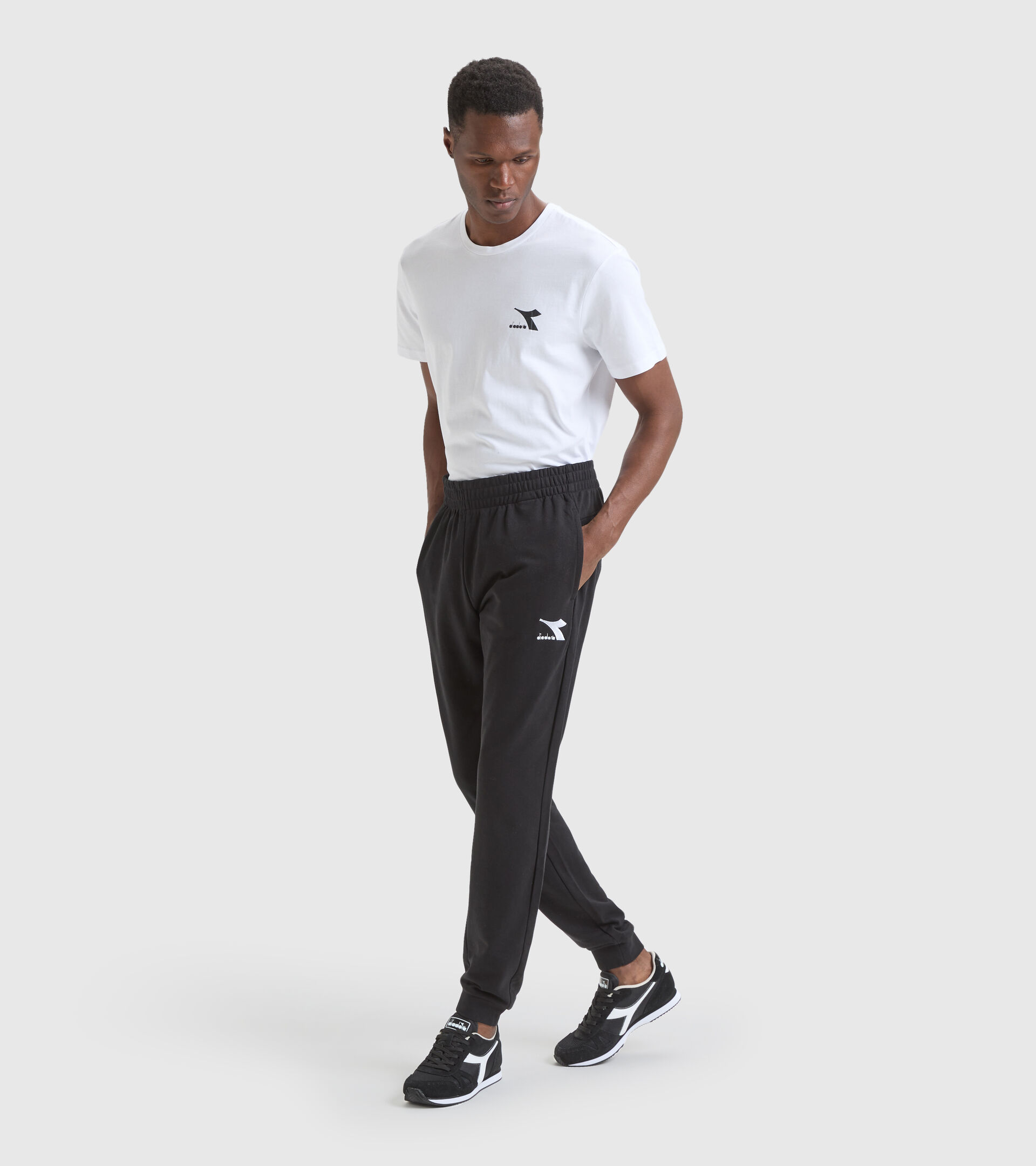 Cotton terrycloth sports trousers - Men PANT CUFF CORE BLACK - Diadora
