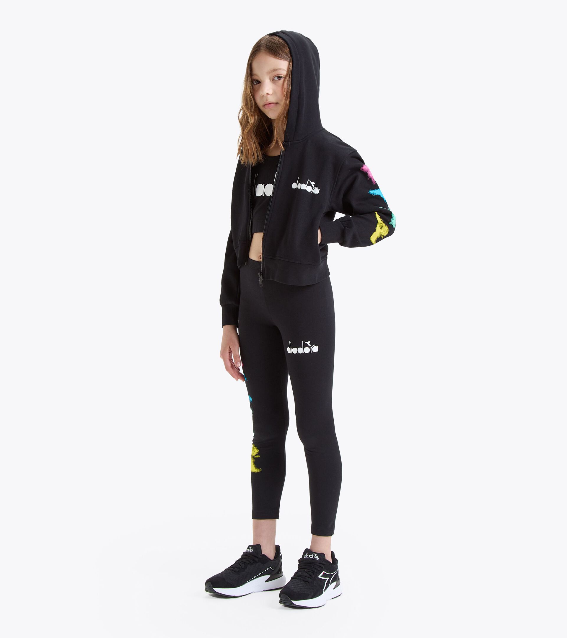 Crop-Hoodie - Mädchen
 JG.HOODIE FZ CROP WATER COLOR SCHWARZ - Diadora