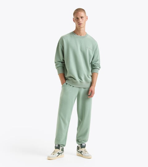 Unbrushed cotton tracksuit (crewneck sweatshirt and trousers) - Men SWEATSHIRT ATHLETIC LOGO TRACKSUIT green  - null