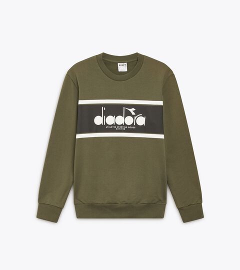 SWEATSHIRT CREW LOGO, ROTGUSSGRÜN Sweatshirt aus Baumwolle mit rundem Ausschnitt - alle Geschlechter SWEATSHIRT CREW LOGO ROTGUSSGRÜN - Diadora