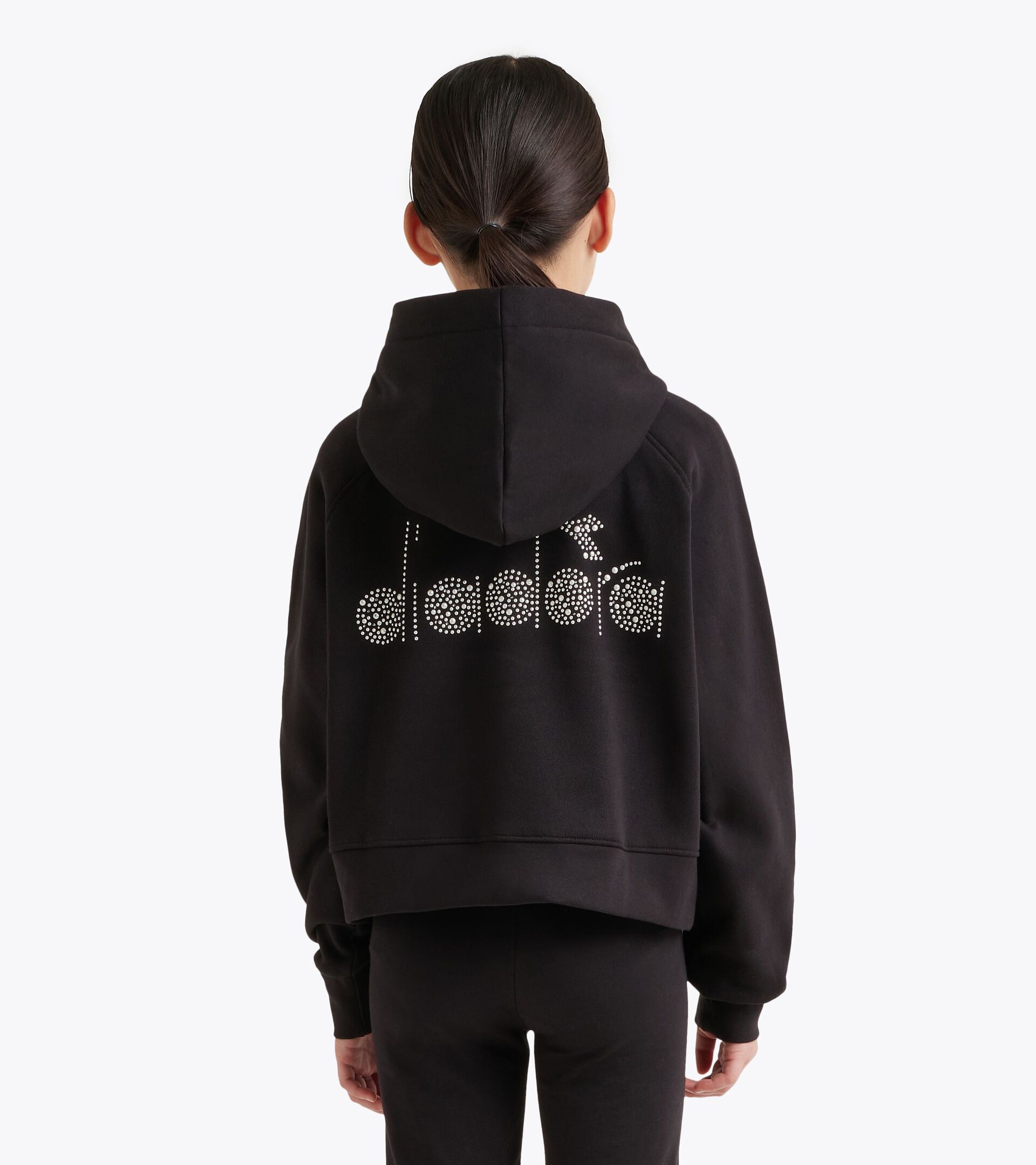 Hoodie - Girls JG. HOODIE RHINESTONE BLACK - Diadora
