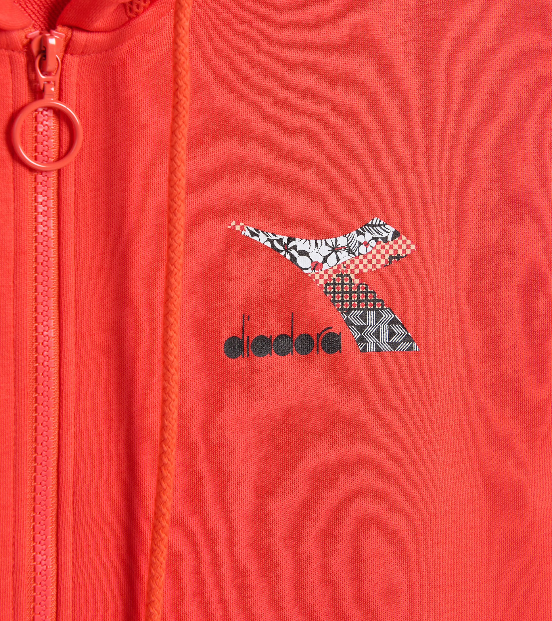 Cotton sports sweatshirt - Women L. HOODIE FZ FLOSS HOT CORAL - Diadora