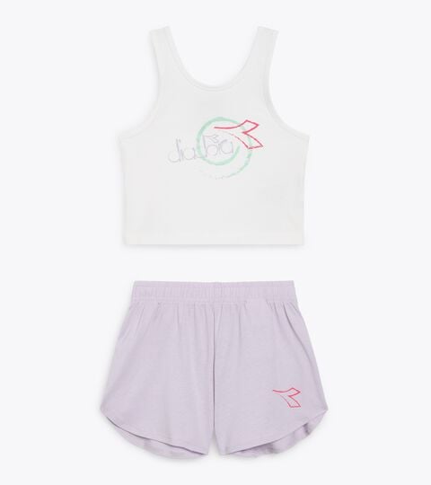 Sports set - Tank top and shorts - Girls JG. SET ESSENTIAL SPORTS SL OPTICAL WHITE - Diadora