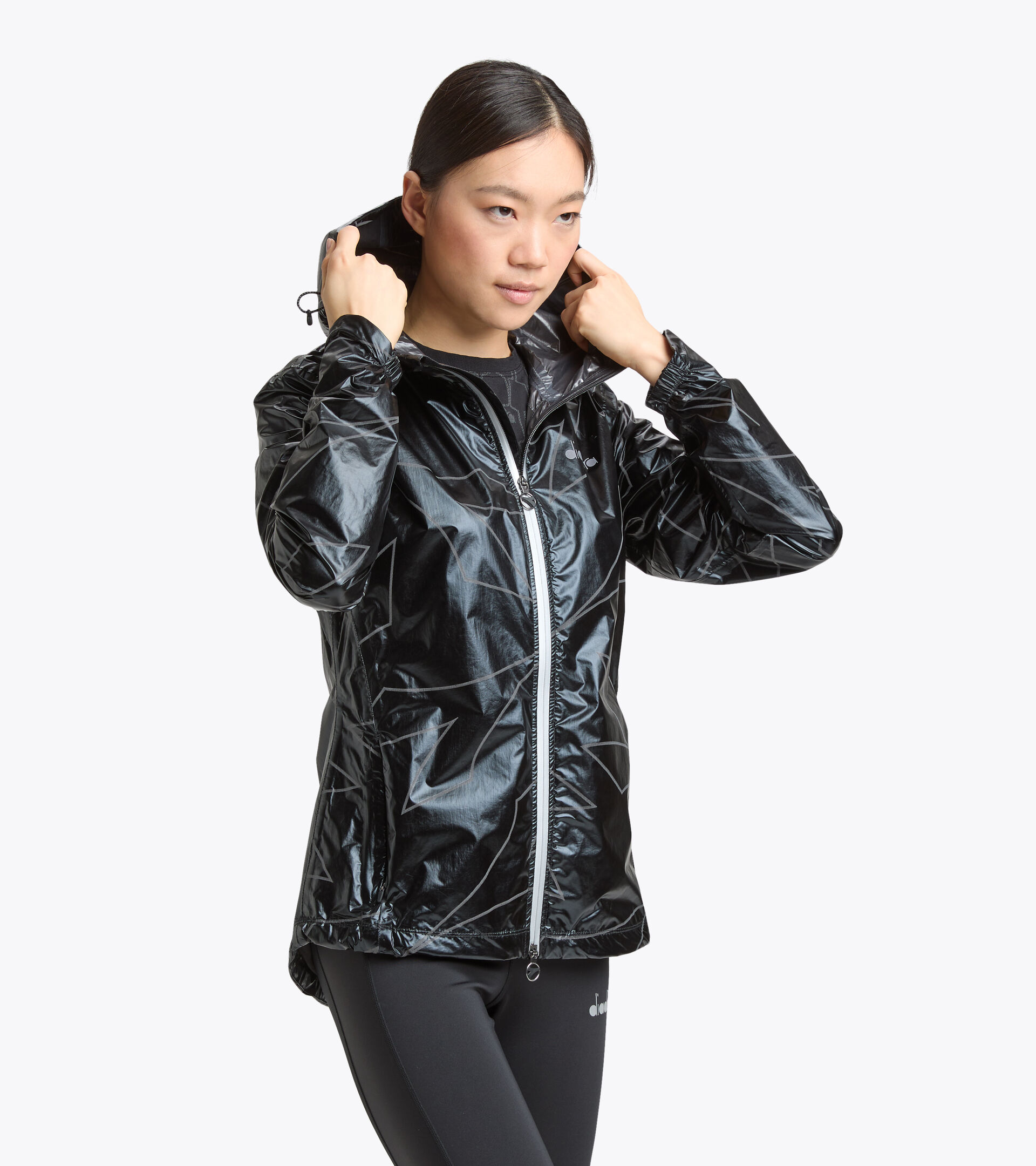 Giacca antipioggia da running - Donna L. RAIN LOCK JACKET NERO - Diadora