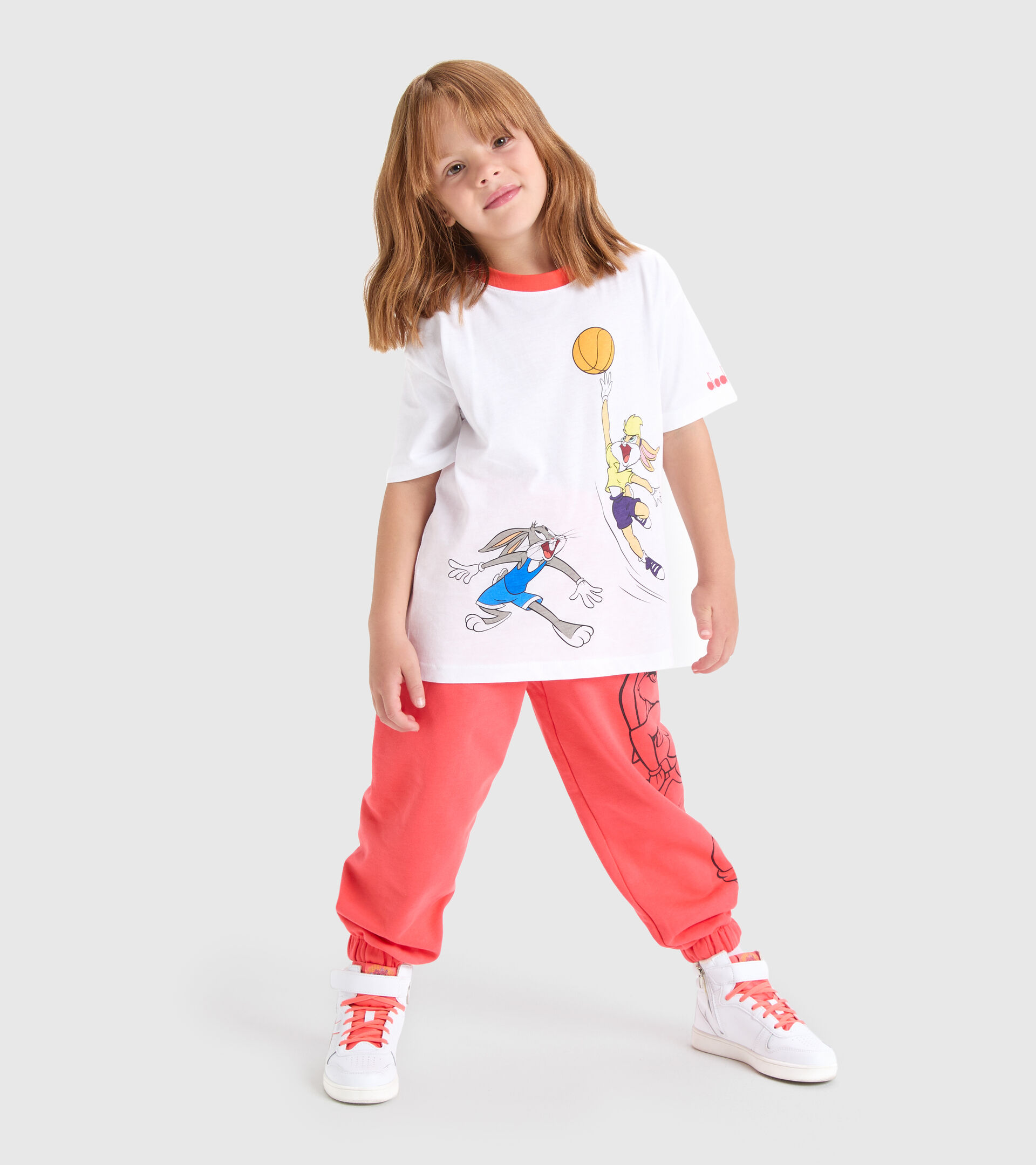 Cotton terrycloth joggers - Kids JU.JOGGER PANT WB HOT CORAL - Diadora