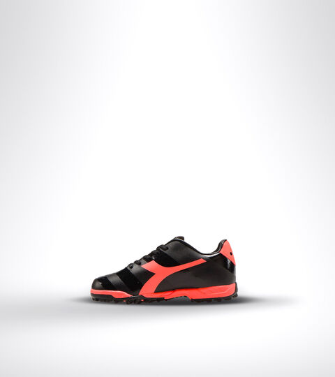 RAPTOR R TF JR, BLACK/RED FLUO Hard ground and artificial turf football boot - Unisex kids RAPTOR R TF JR BLACK/RED FLUO - Diadora