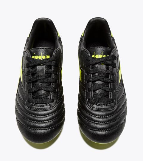 BRASIL ICON R LPU JR, BLACK/FLUO YELLOW DIADORA Calcio boots for firm grounds - Junior BRASIL ICON R LPU JR BLACK/FLUO YELLOW DIADORA - Diadora