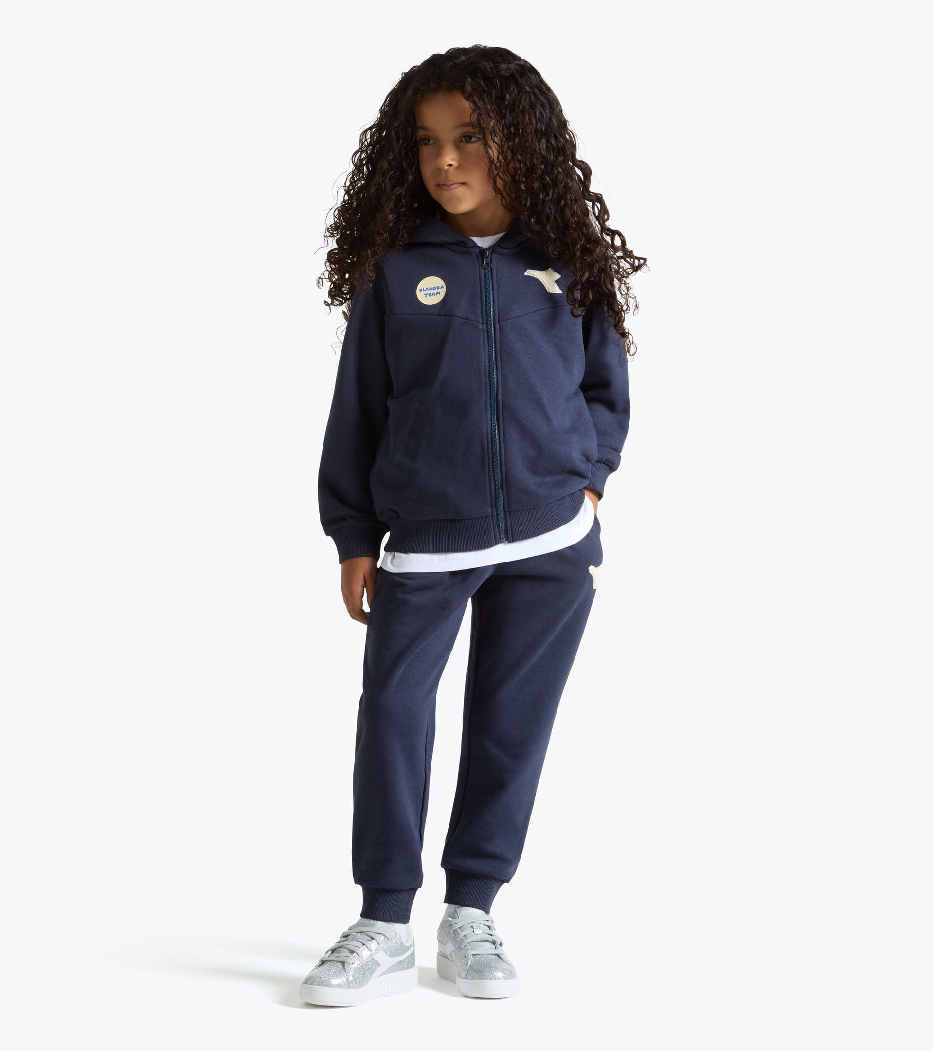 Cotton-look tracksuit - Regular/Relaxed fit - Boys and girls JU. TRACKSUIT HD FZ LOGO (FT) BLUE DENIM - Diadora