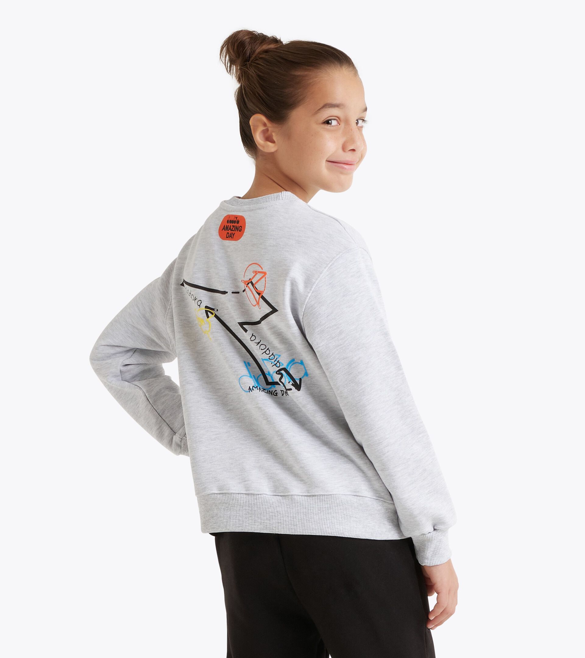 Sweatshirt - Boys JB. SWEATSHIRT CREW COMIC LIGHT MIDDLE GREY MELANGE - Diadora