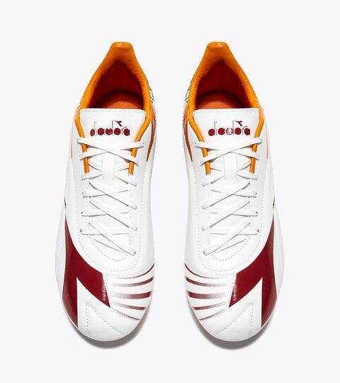 MAXIMUS ELITE R LPU, WHITE/CHILI PEPPER/RUSSET ORANGE Calcio boots for firm ground - Men's MAXIMUS ELITE R LPU WHITE/CHILI PEPPER/RUSSET ORANGE - Diadora
