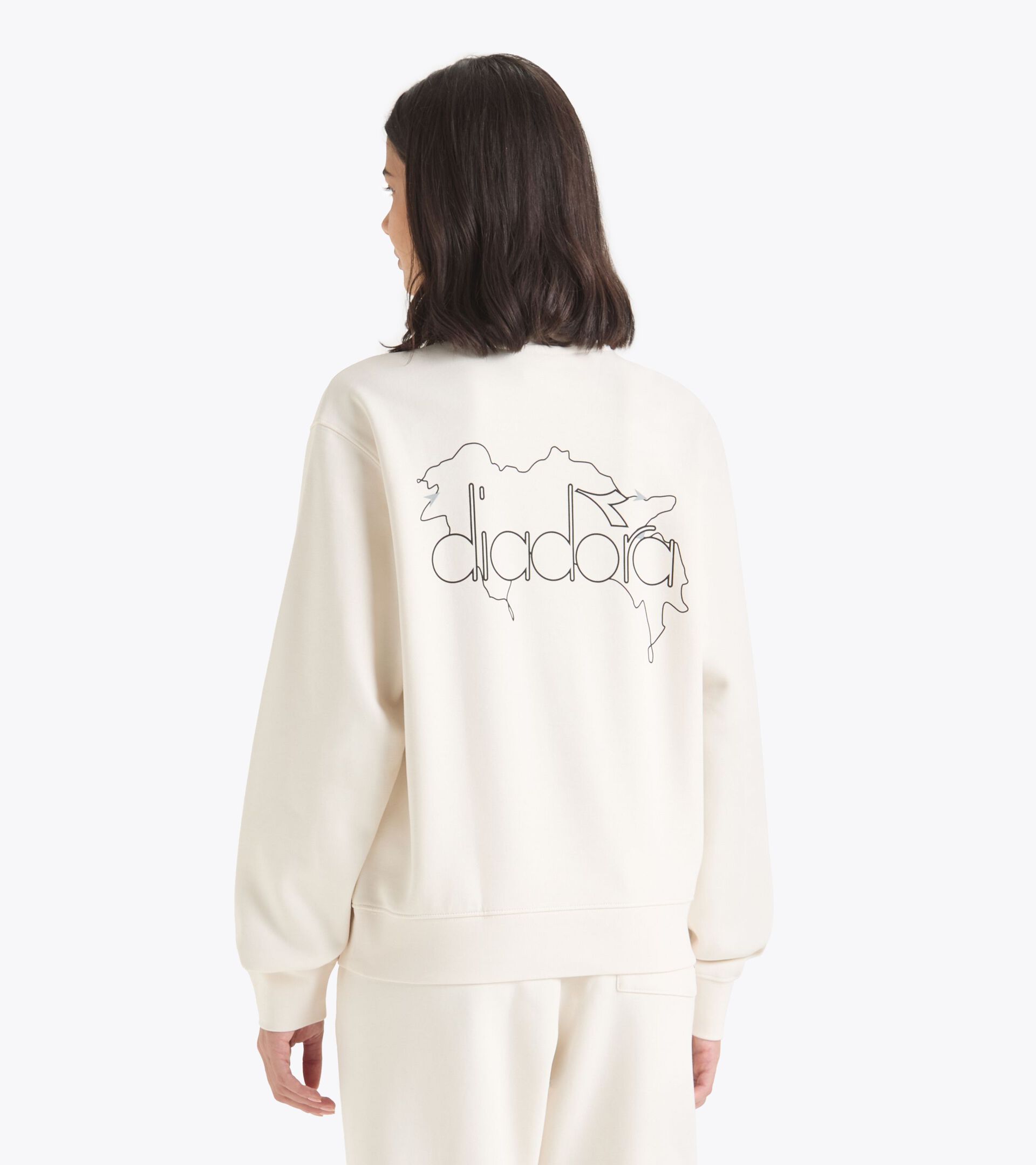 Sporty sweatshirt - All-Gender SWEATSHIRT CREW ROUTE WHITE ALYSSUM - Diadora