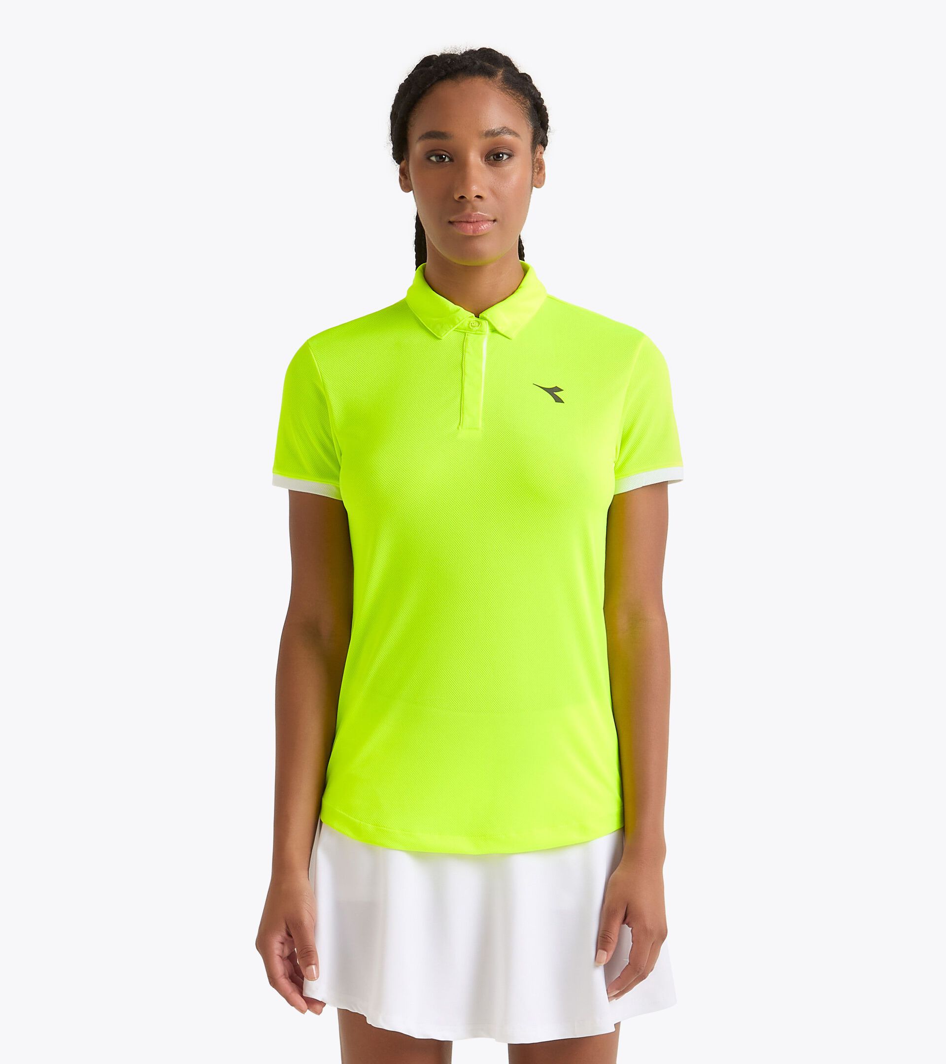 Polo de tennis - Femme L. POLO COURT JAUNE FLUO DD - Diadora