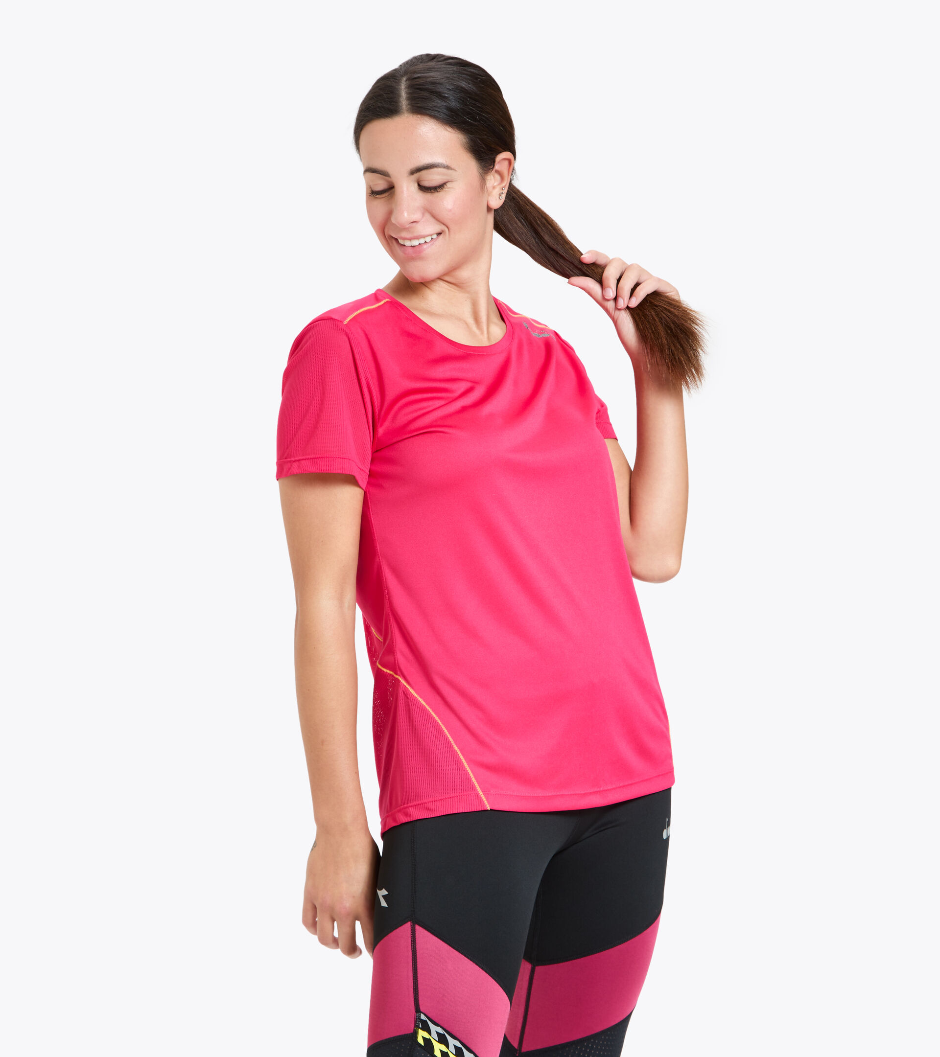 Running T-shirt - Women L. X-RUN SS T-SHIRT RED VIRTUAL PINK - Diadora