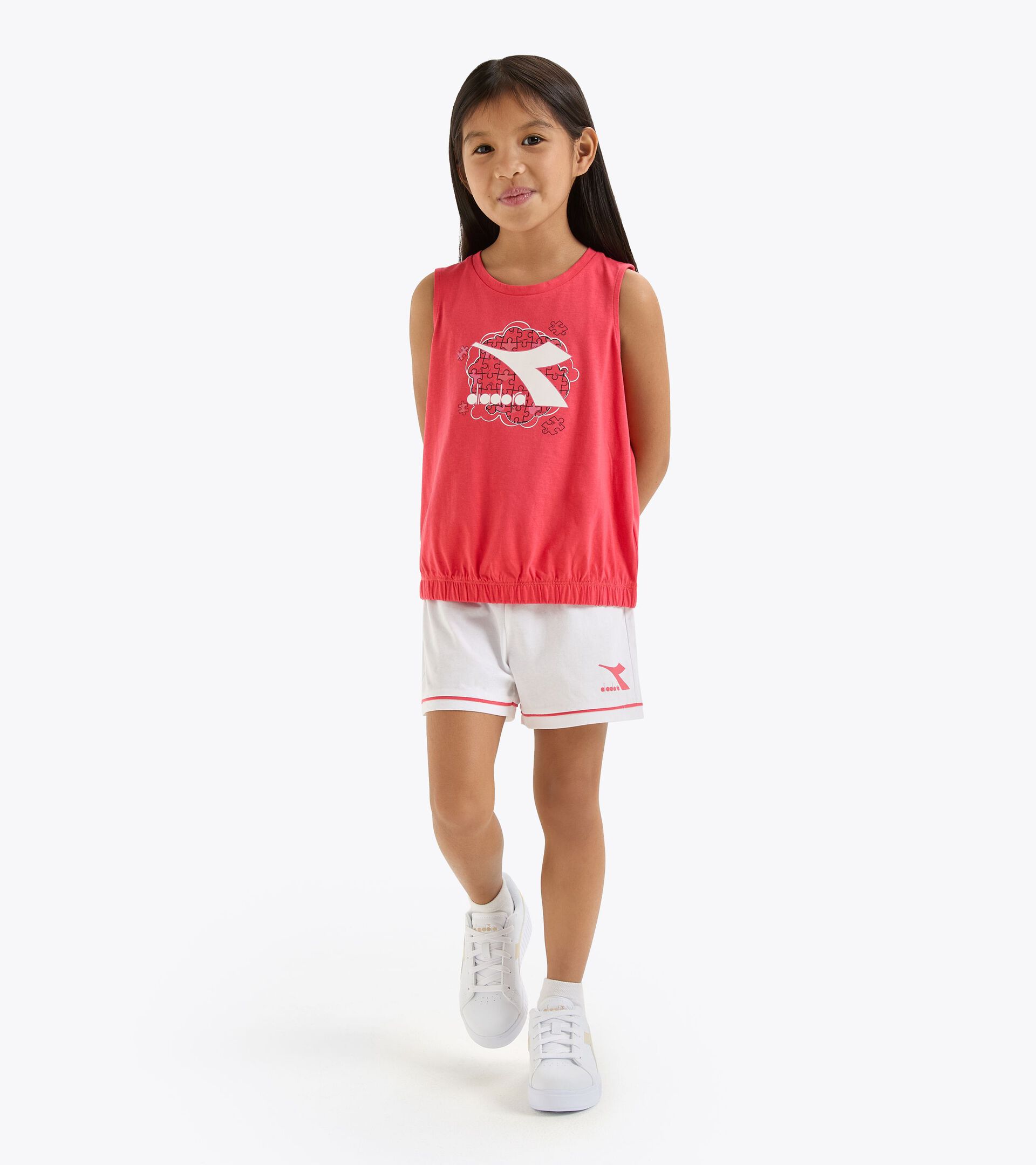 Ensemble de sport - Débardeur et short - Ado fille JG. SET SS PUZZLES ROUGE CAYENNE - Diadora