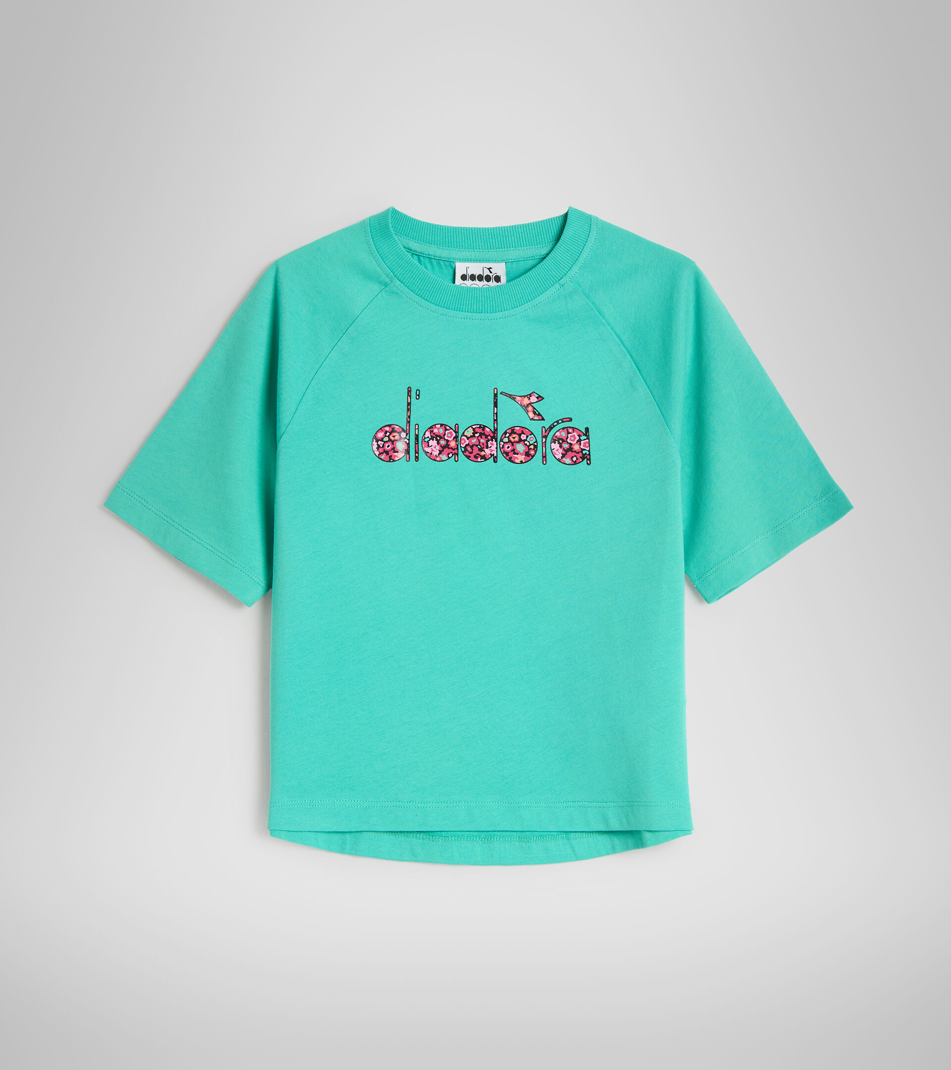 Cotton sports T-shirt - Girls JG.T-SHIRT SS BLOSSOM BISCAY GREEN - Diadora
