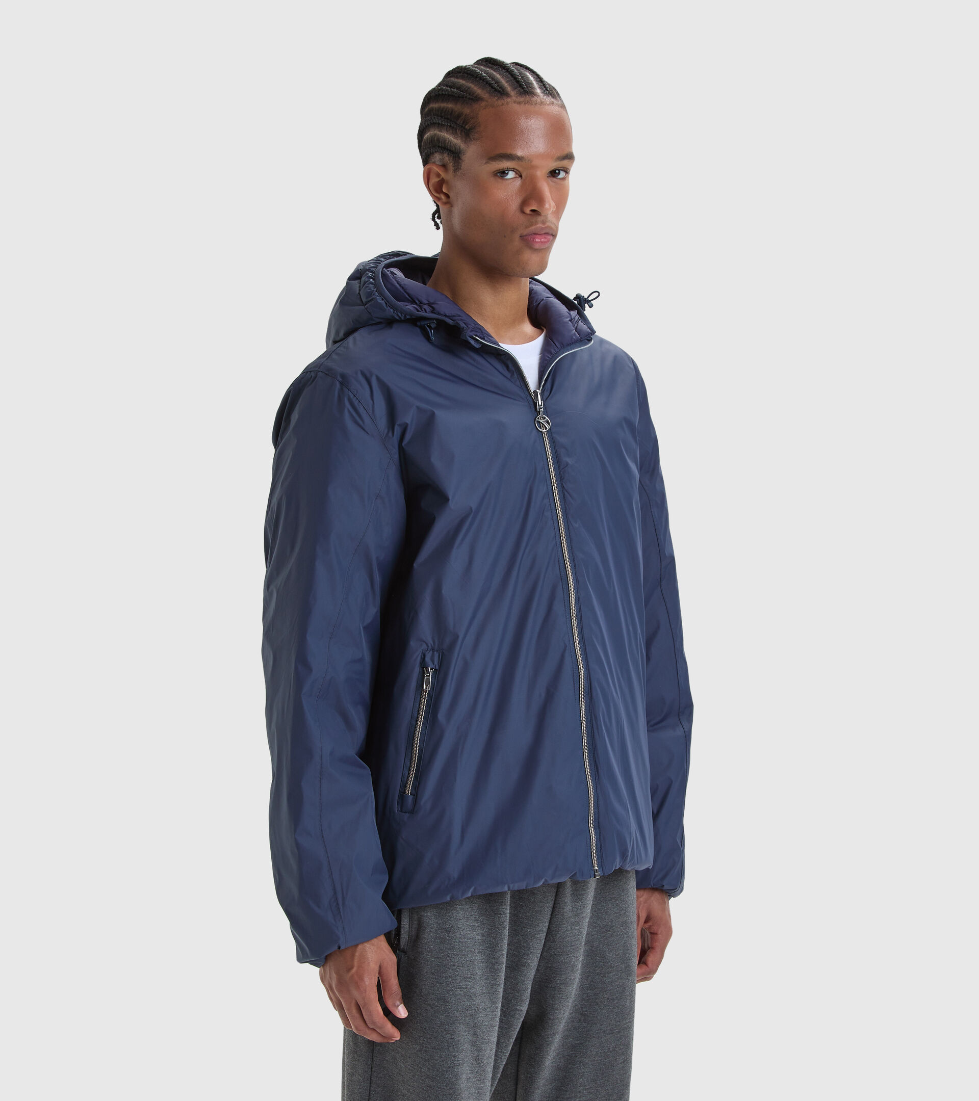 Reversible puffer jacket - Men HOODIE INSULATED JACKET CLASSIC NAVY/BLUE COSMOS - Diadora