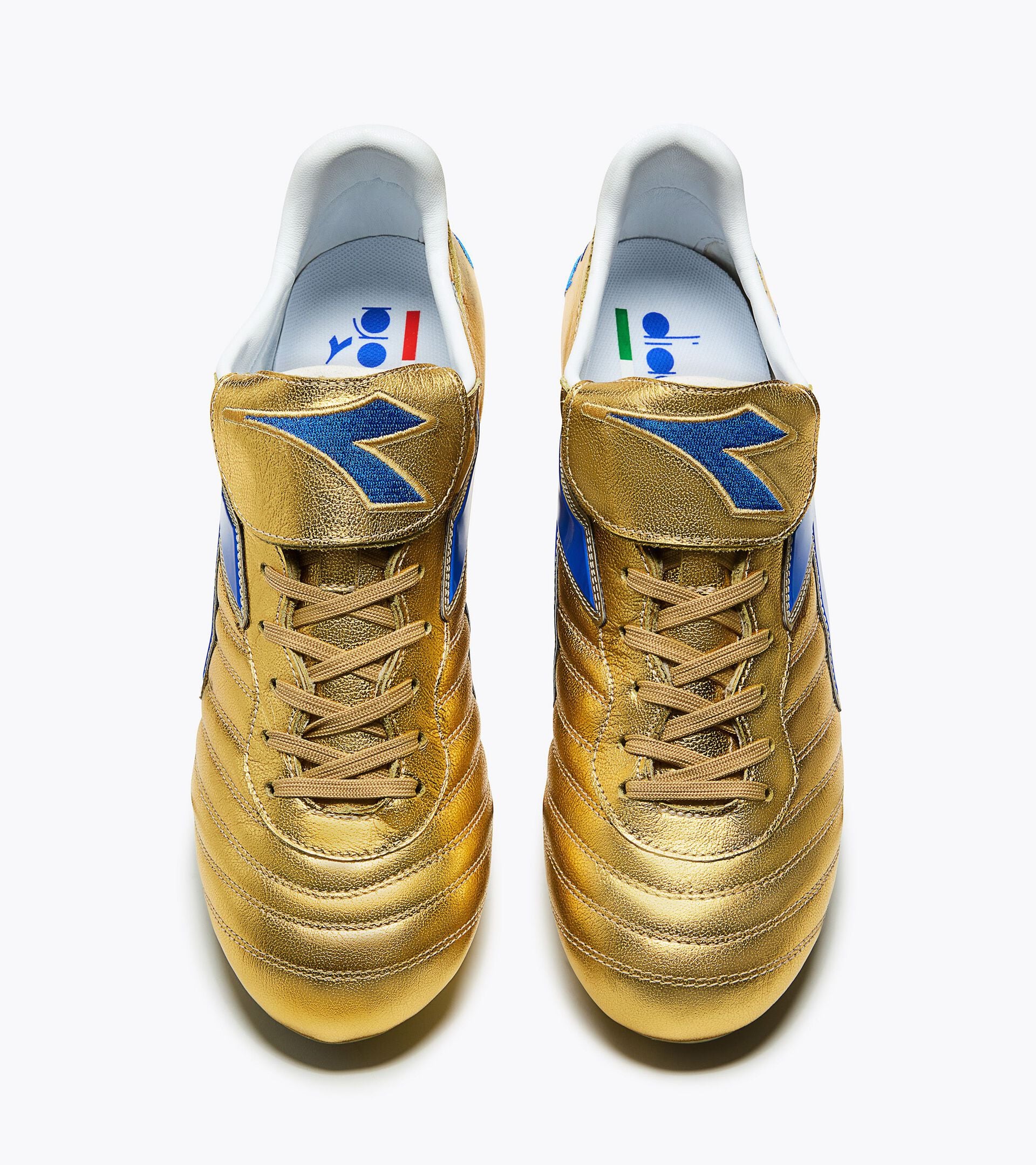 Anniversary Edition Calcio Boot - Made in Italy - All-gender BRASIL#9 ELITE ITALY FG METALLIC GOLD /ROYAL BLUE - Diadora