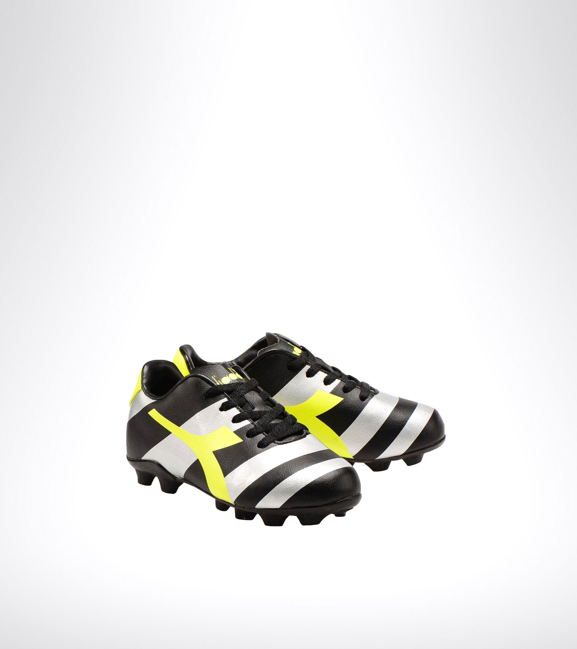 Hard ground football boot - Unisex kids RAPTOR R MD JR BLACK/SILVER/YELLOW FL DD - Diadora