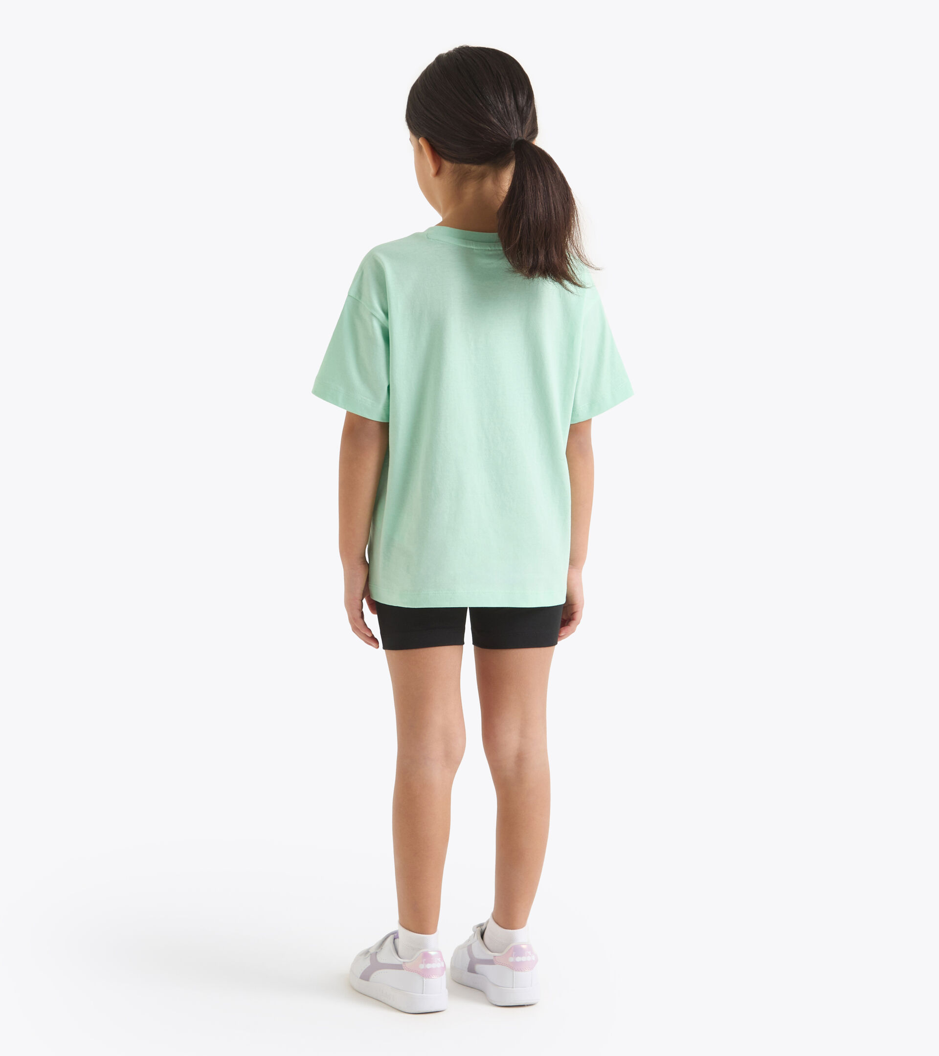 Conjunto deportivo - Camiseta y pantalón corto - Niña JG. SET ESSENTIAL SPORTS SS VERDE HUEVO PAJARO - Diadora