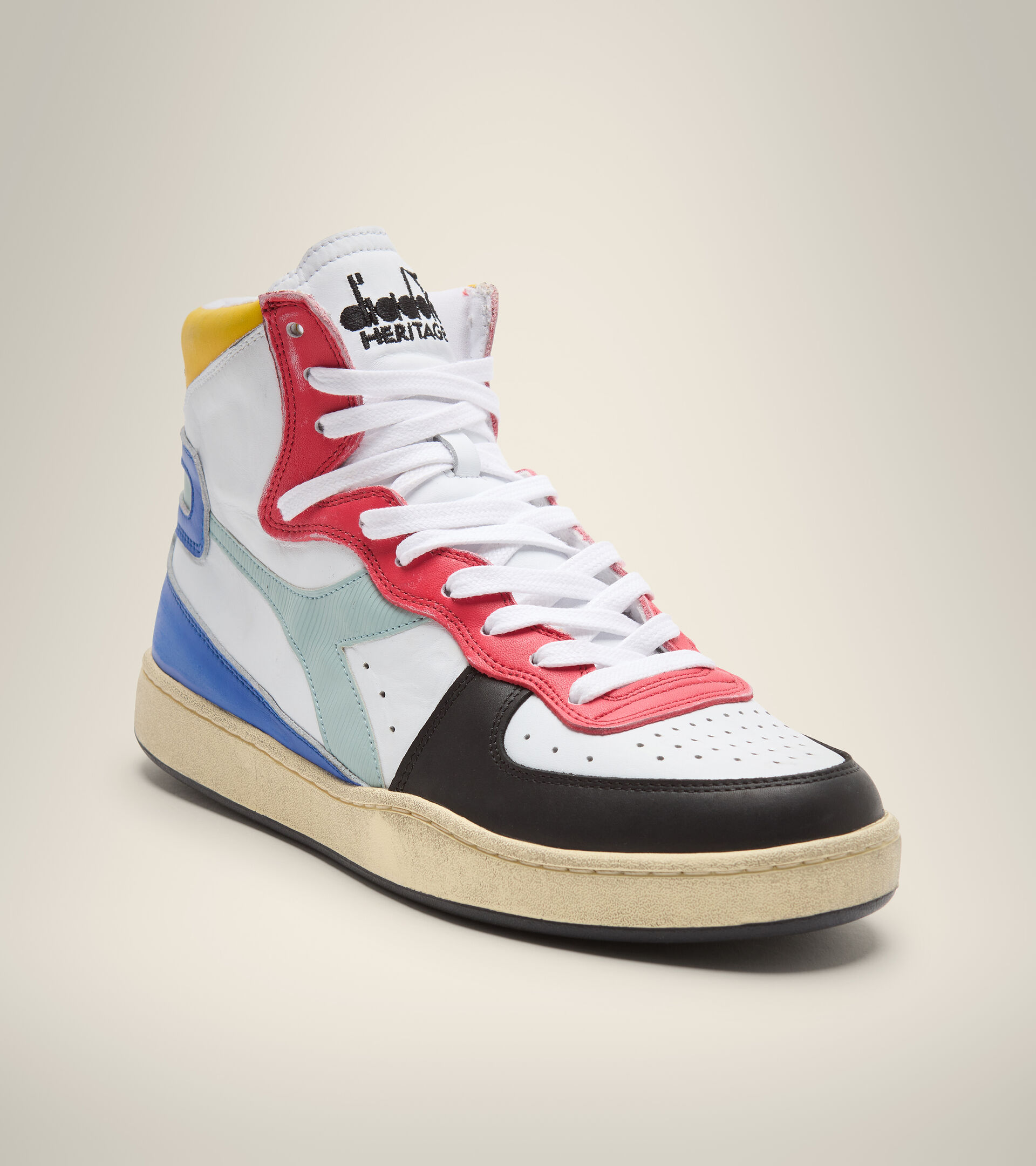 Heritage shoe - Unisex MI BASKET USED WHITE/PRINCESS BLUE/BLACK - Diadora