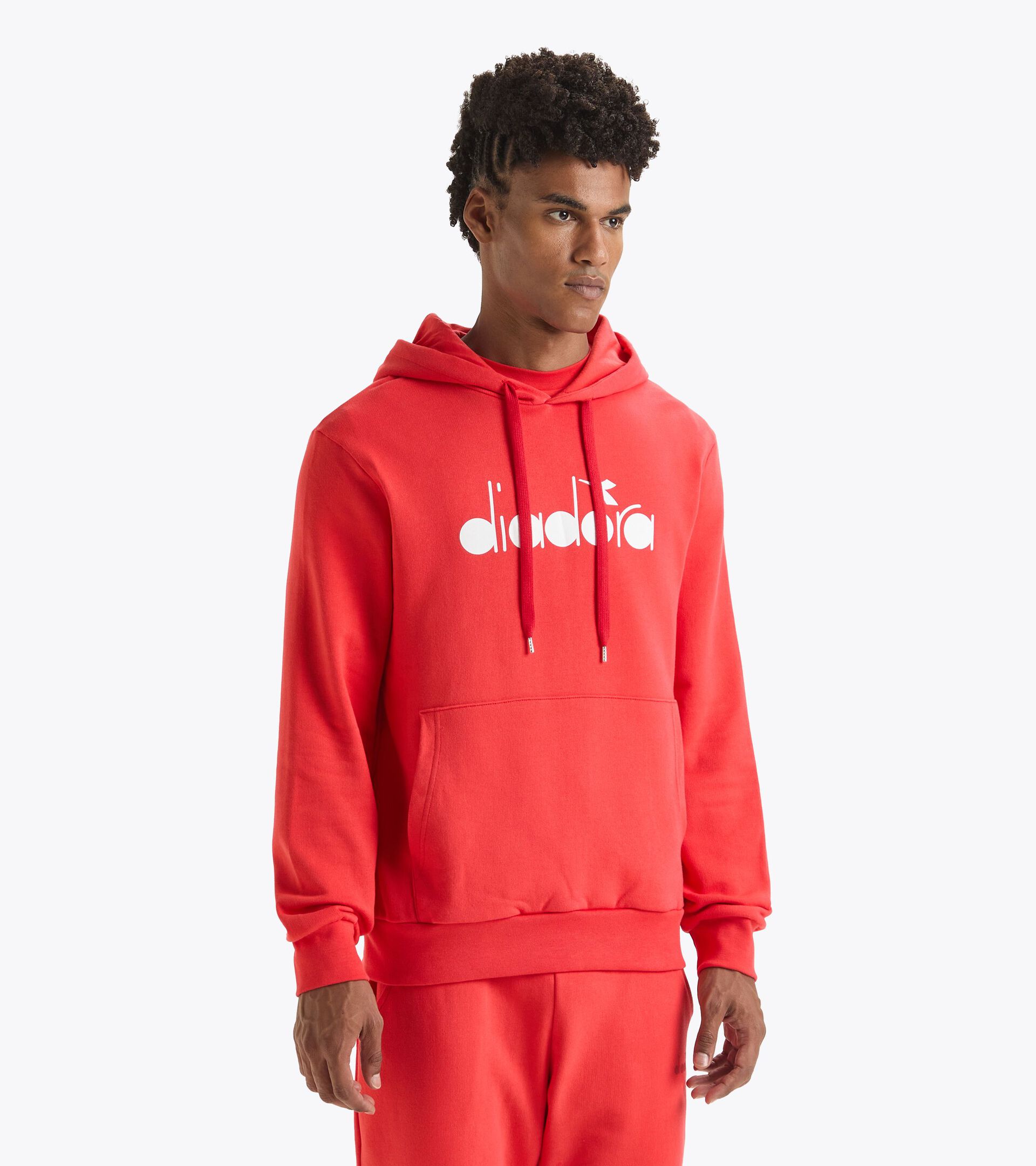 Sporty hoodie - Made in Italy - Gender Neutral HOODIE LOGO BITTERSWEET RED - Diadora