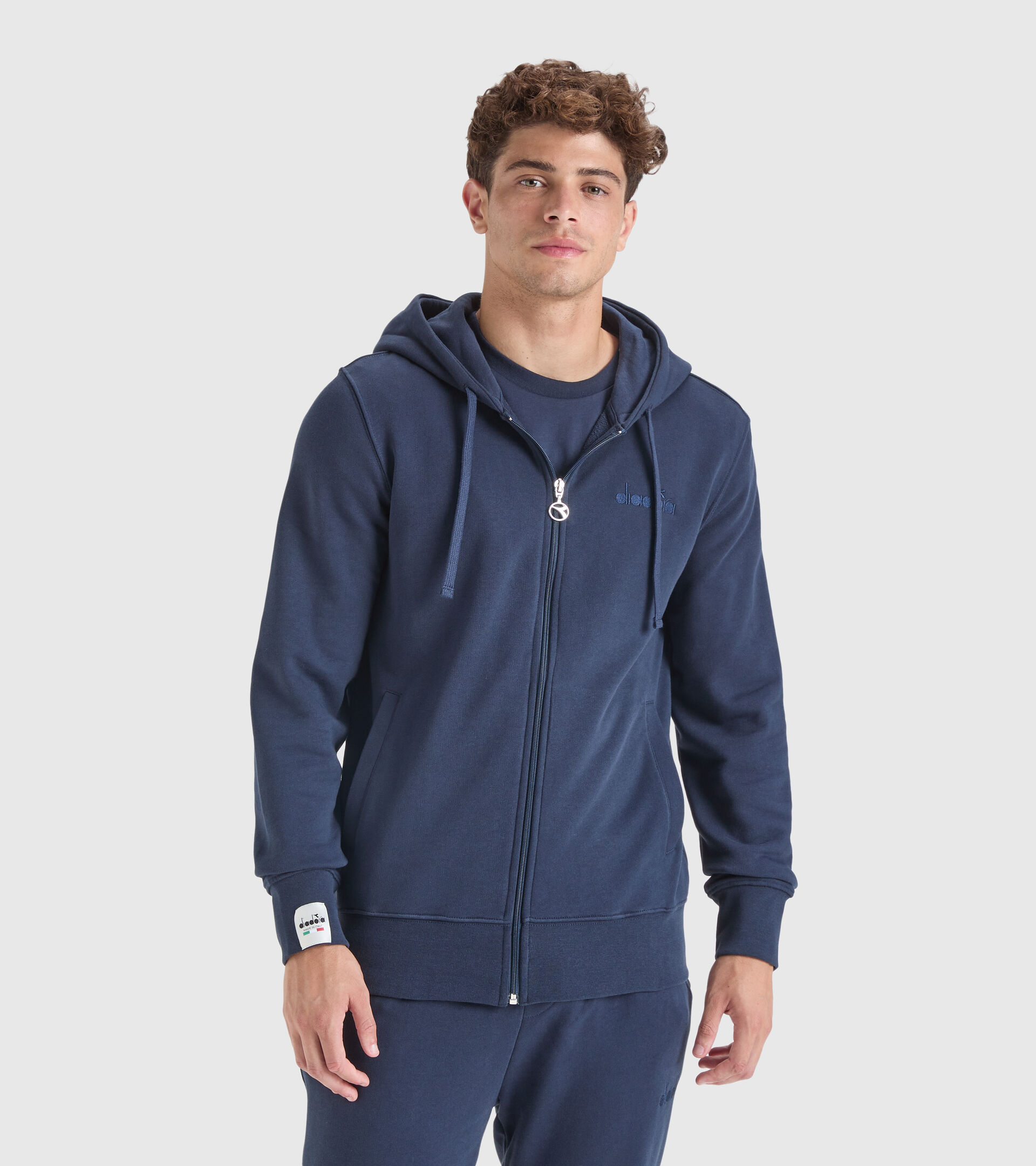 Felpa con cappuccio e zip - Made in Italy - Uomo HOODIE FZ MII BLU CORSARO - Diadora