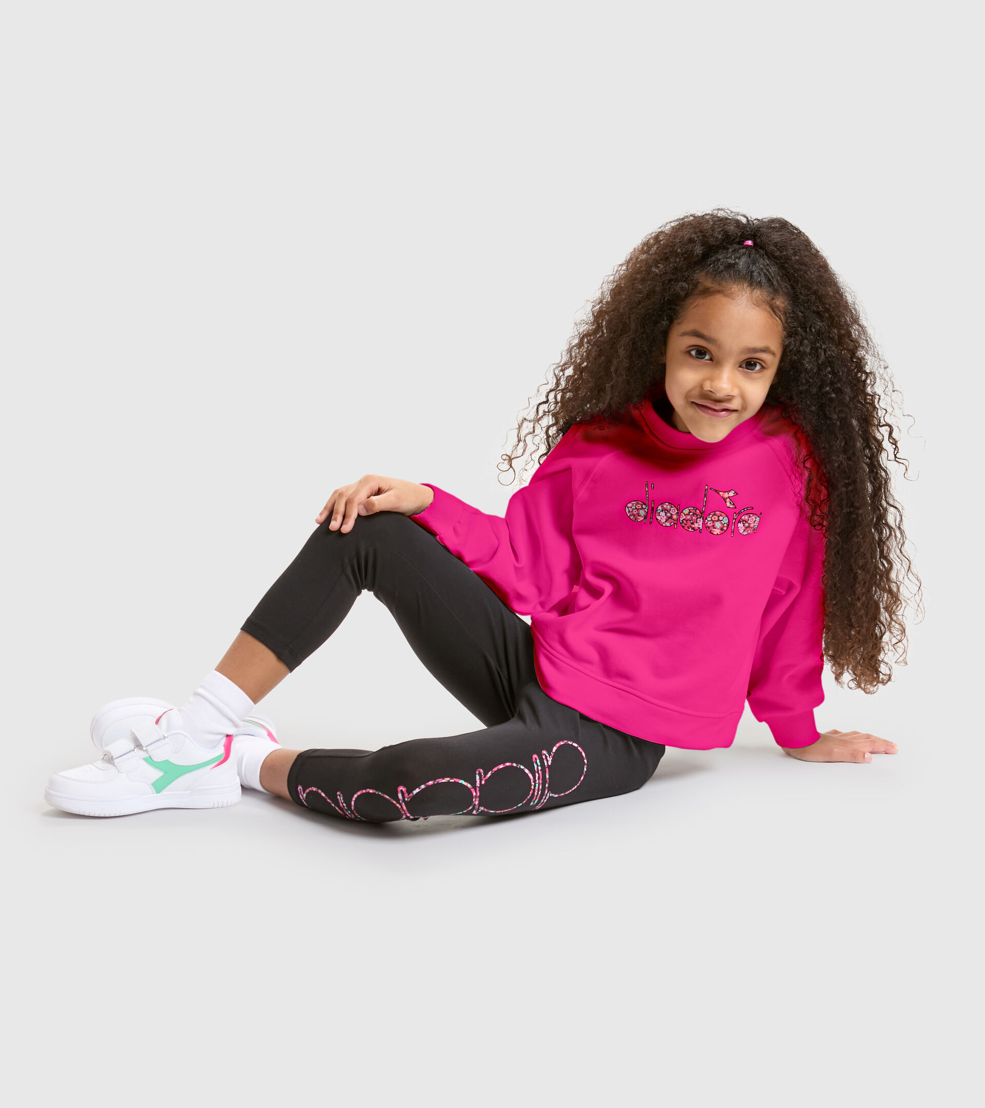 Cotton sports sweatshirt - Girls JG.SWEAT BLOSSOM SHOCKING PINK - Diadora