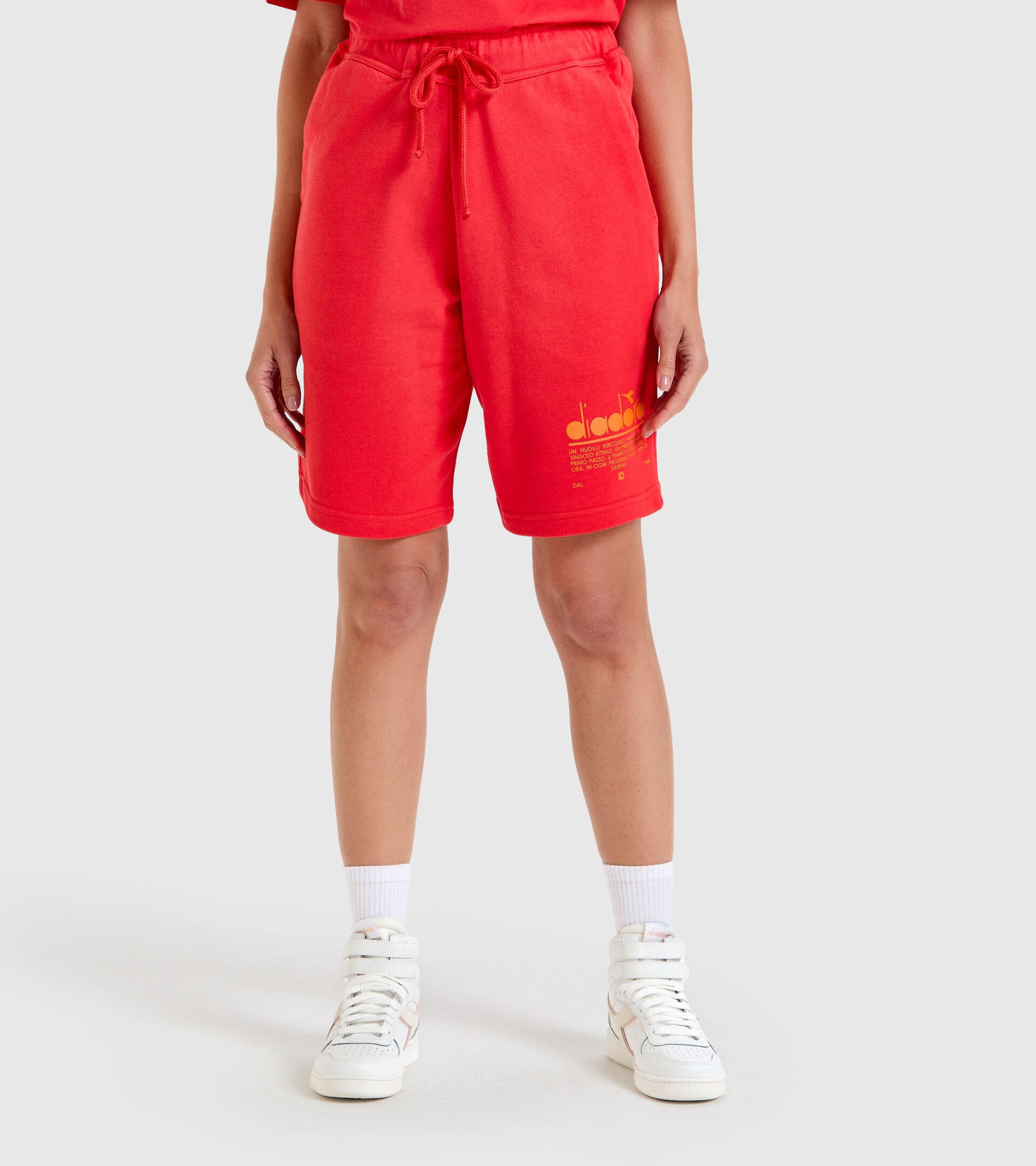 Bermudas aus aufgerauter Baumwolle - Unisex BERMUDA MANIFESTO MOHNBLUME ROT - Diadora