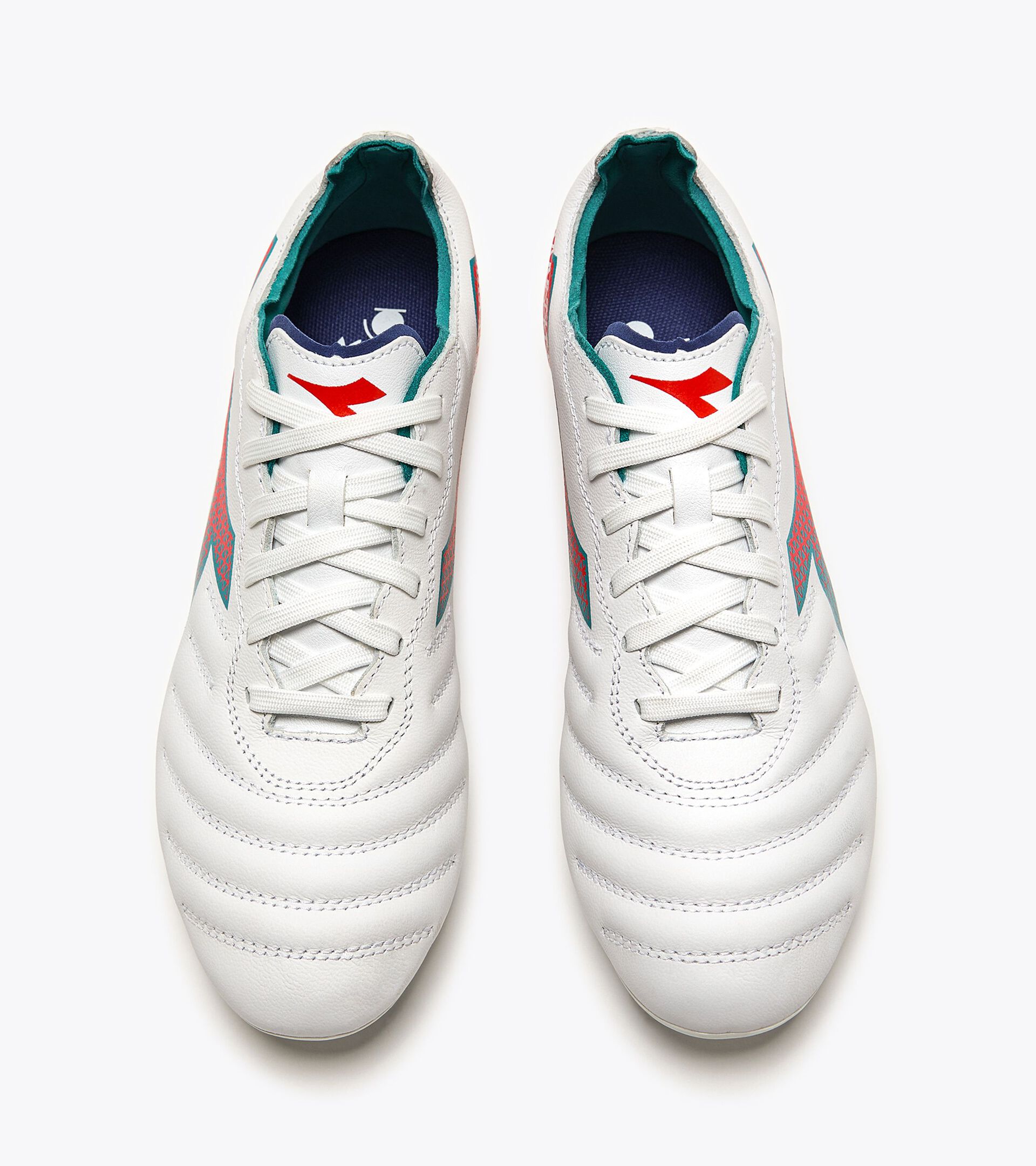 Calcio boots for firm grounds - Women  BRASIL ELITE GR LT W LP12 WHT/TILE BLUE/FLUO RED - Diadora