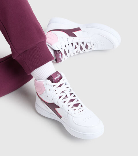 RAPTOR MID GS, WHITE/GRAPE WINE Sports shoes - Youth 8-16 years RAPTOR MID GS WHITE/GRAPE WINE - Diadora