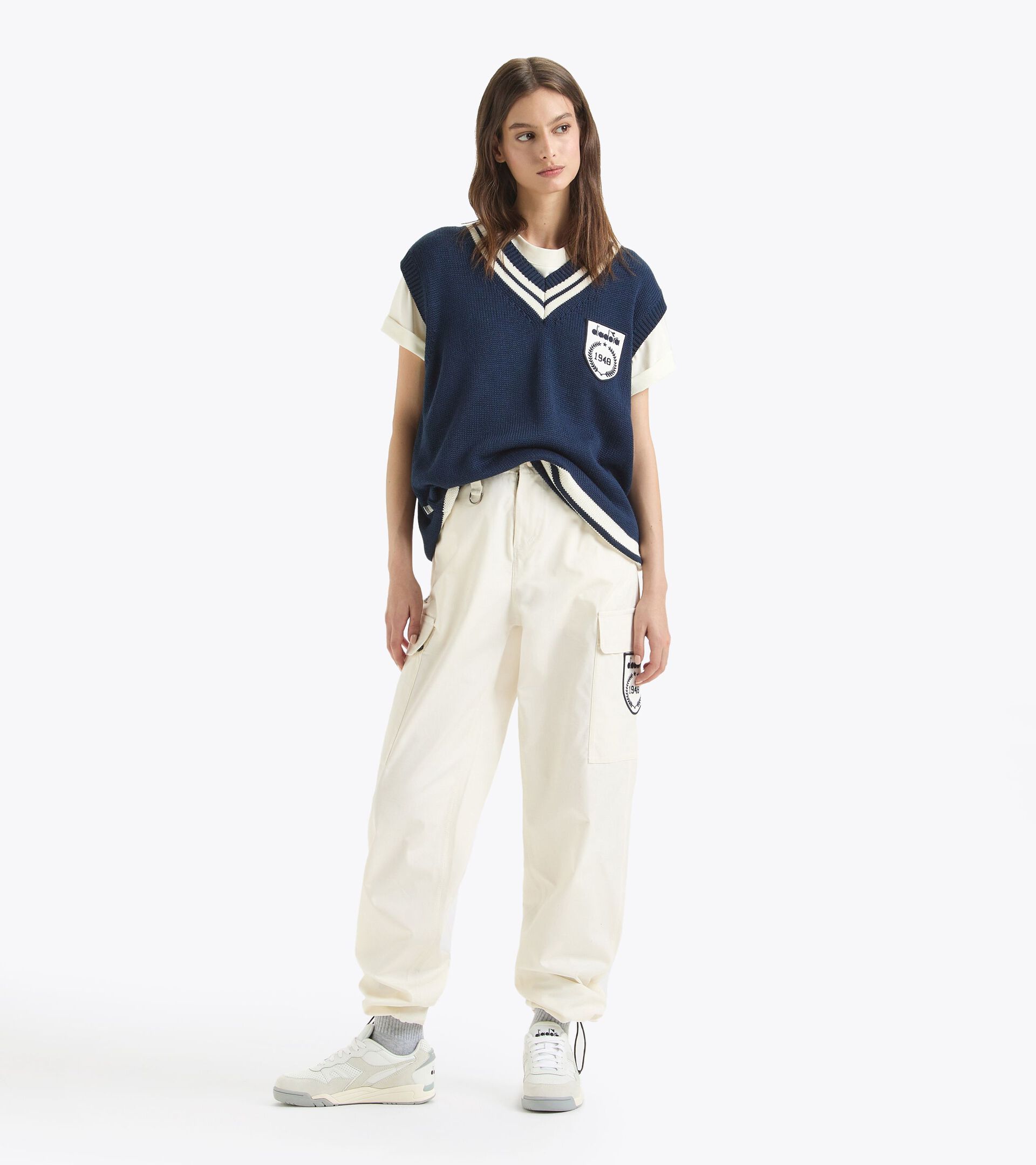 Pantalon de sport workwear - Made in Italy - Gender Neutral PANT LEGACY BLANCHE VANILLE GLACE - Diadora