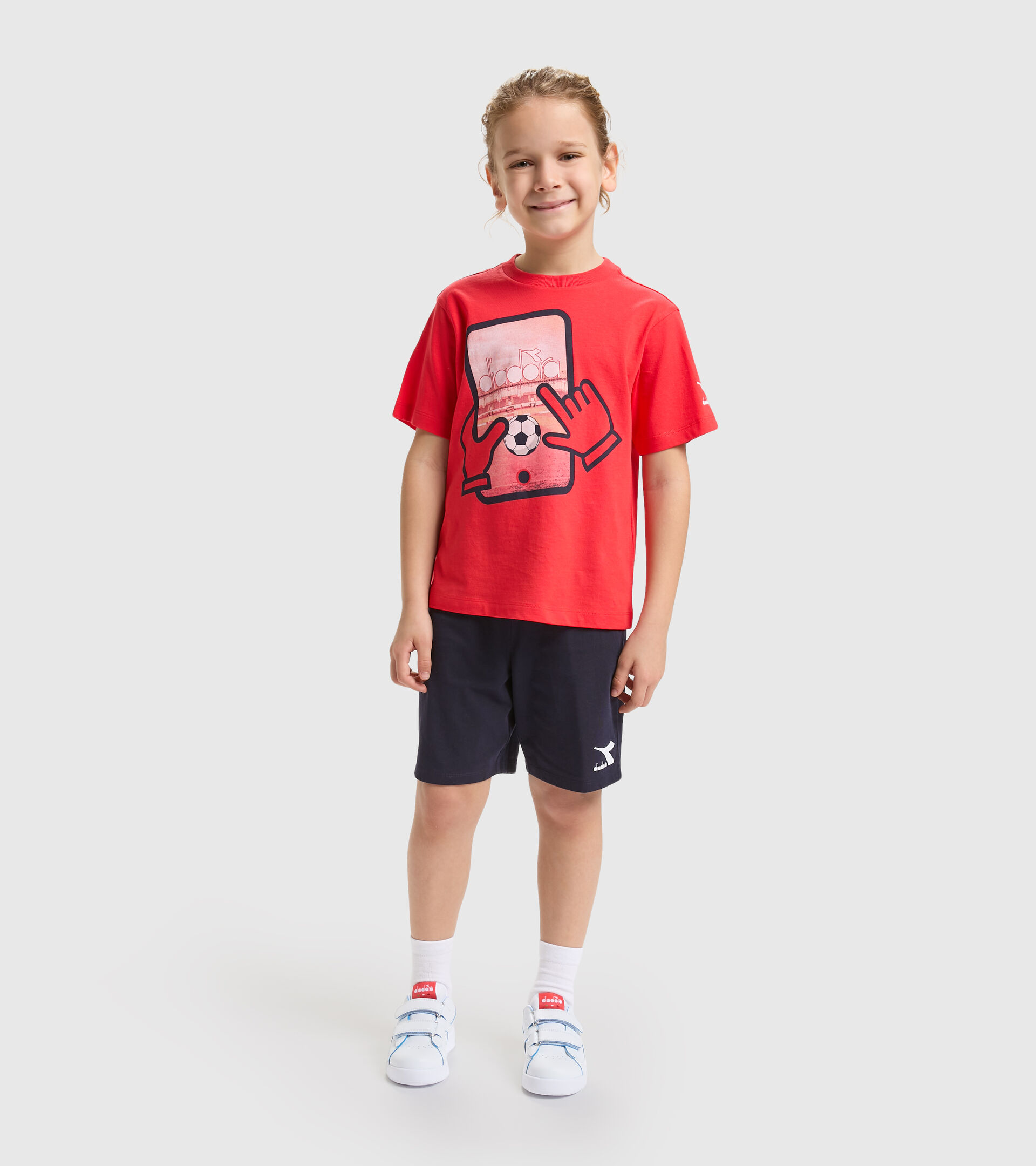 Set t-shirt/pantaloncini in cotone - Ragazzi JB.SET SS PLAYGROUND ROSSO PAPAVERO - Diadora