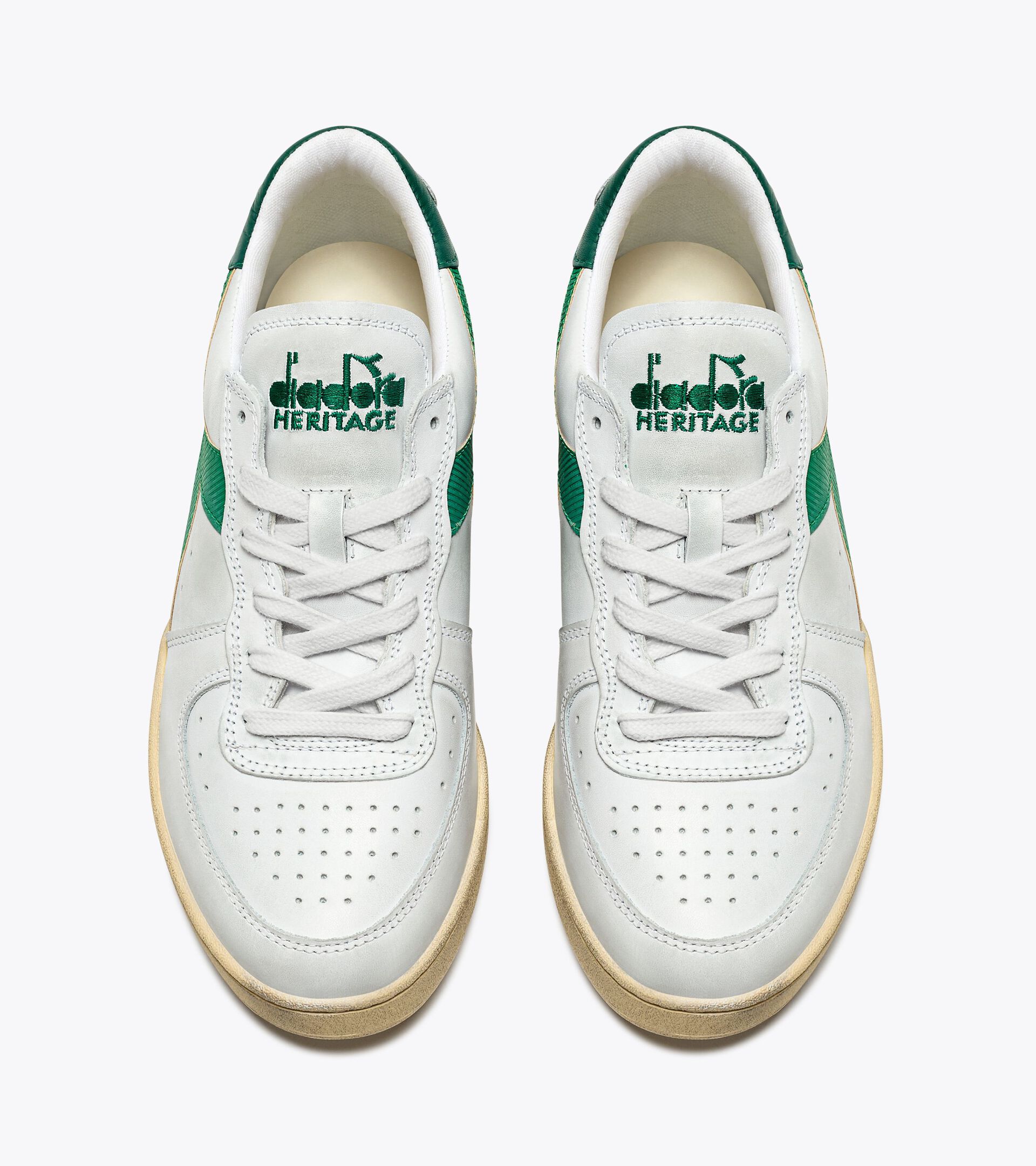 Zapatillas Heritage - Gender neutral MI BASKET LOW USED BIANCO/VERDE VERDEGGIANTE - Diadora