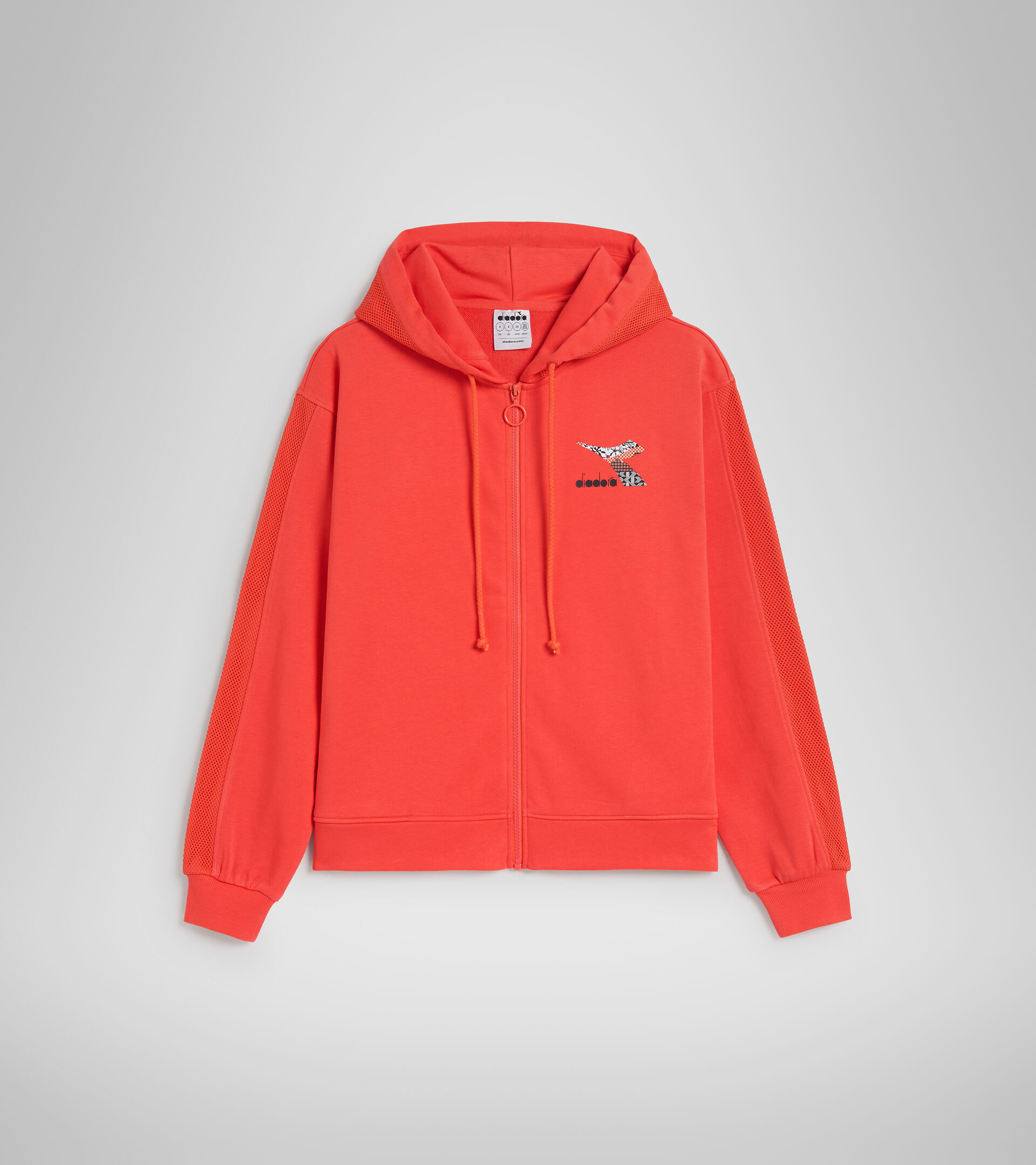 Cotton sports sweatshirt - Women L. HOODIE FZ FLOSS HOT CORAL - Diadora