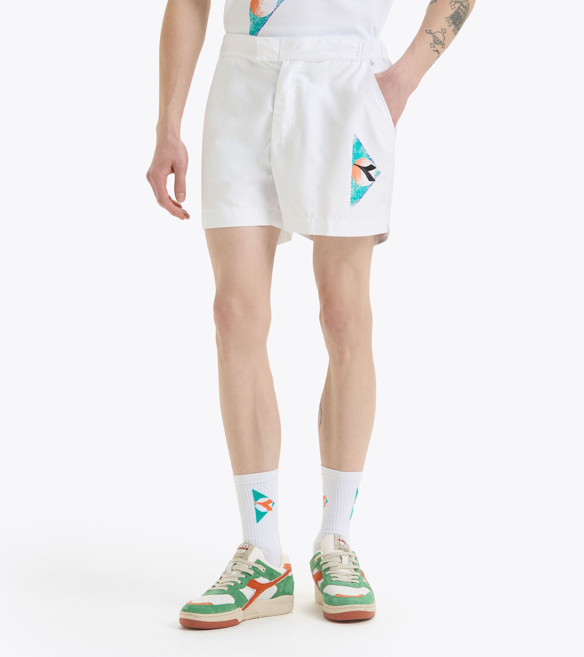 Shorts im Stil der 90er Jahre - made in Italy - Herren SHORTS TENNIS 90 STRAHLEND WEISSE - Diadora