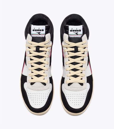 MAGIC BASKET DEMI CUT SUEDE LEATHER, WHITE/BLACK/DARK RED Sporty sneakers - All-Gender MAGIC BASKET DEMI CUT SUEDE LEATHER WHITE/BLACK/DARK RED - Diadora