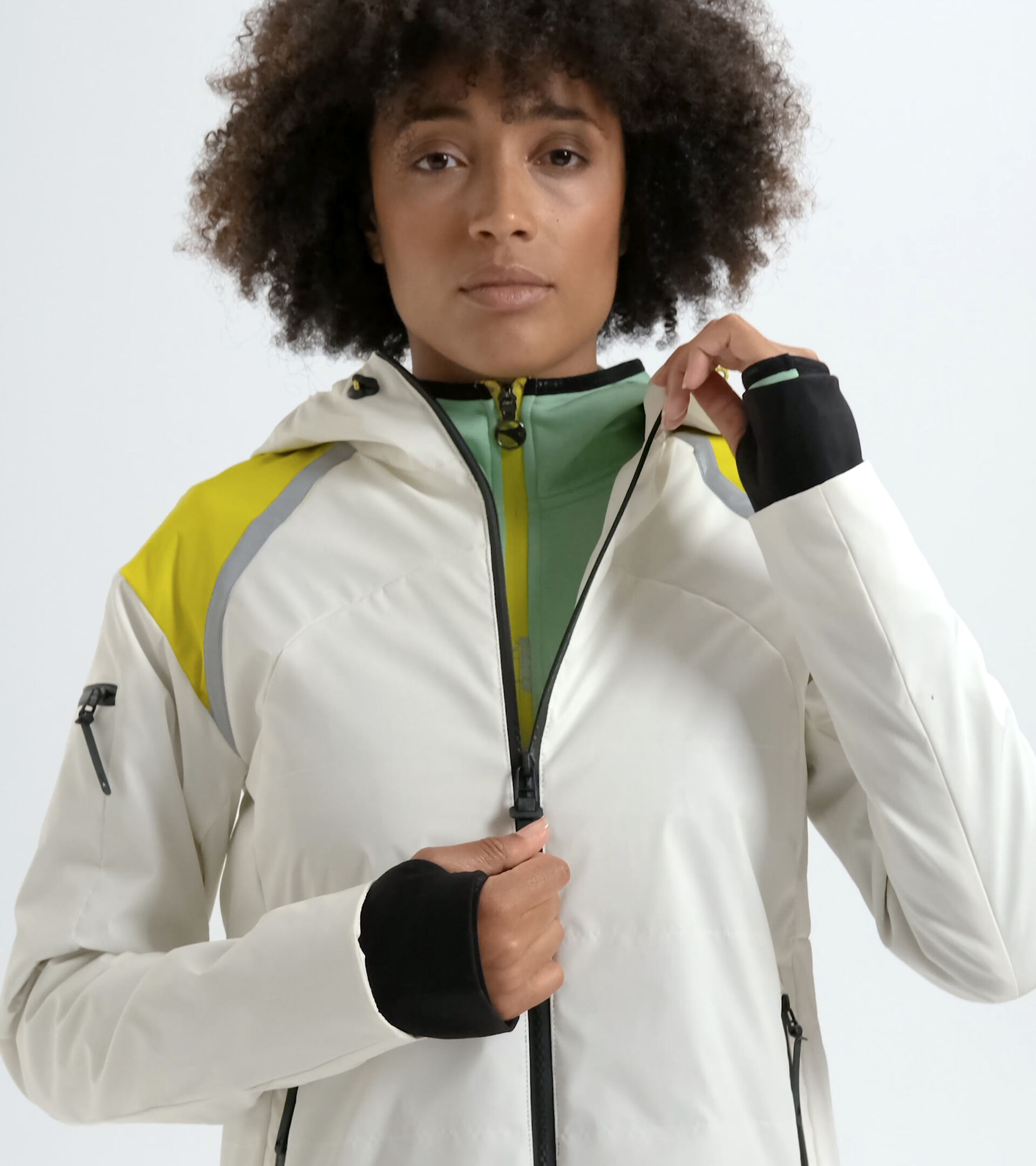 Reflektierende Laufjacke - Damen L. BRIGHT JACKET BE ONE MARSHMALLOW WEISS - Diadora