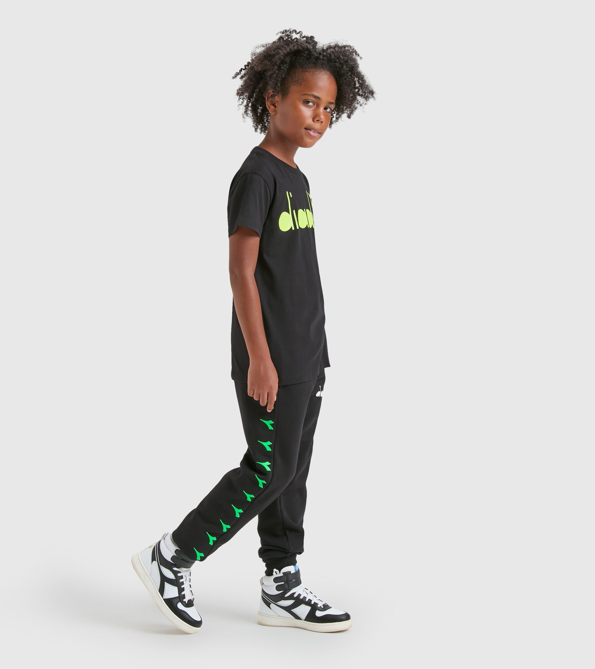 T-shirt nera - Boy JB.T-SHIRT D BLACK/LIME GREEN - Diadora