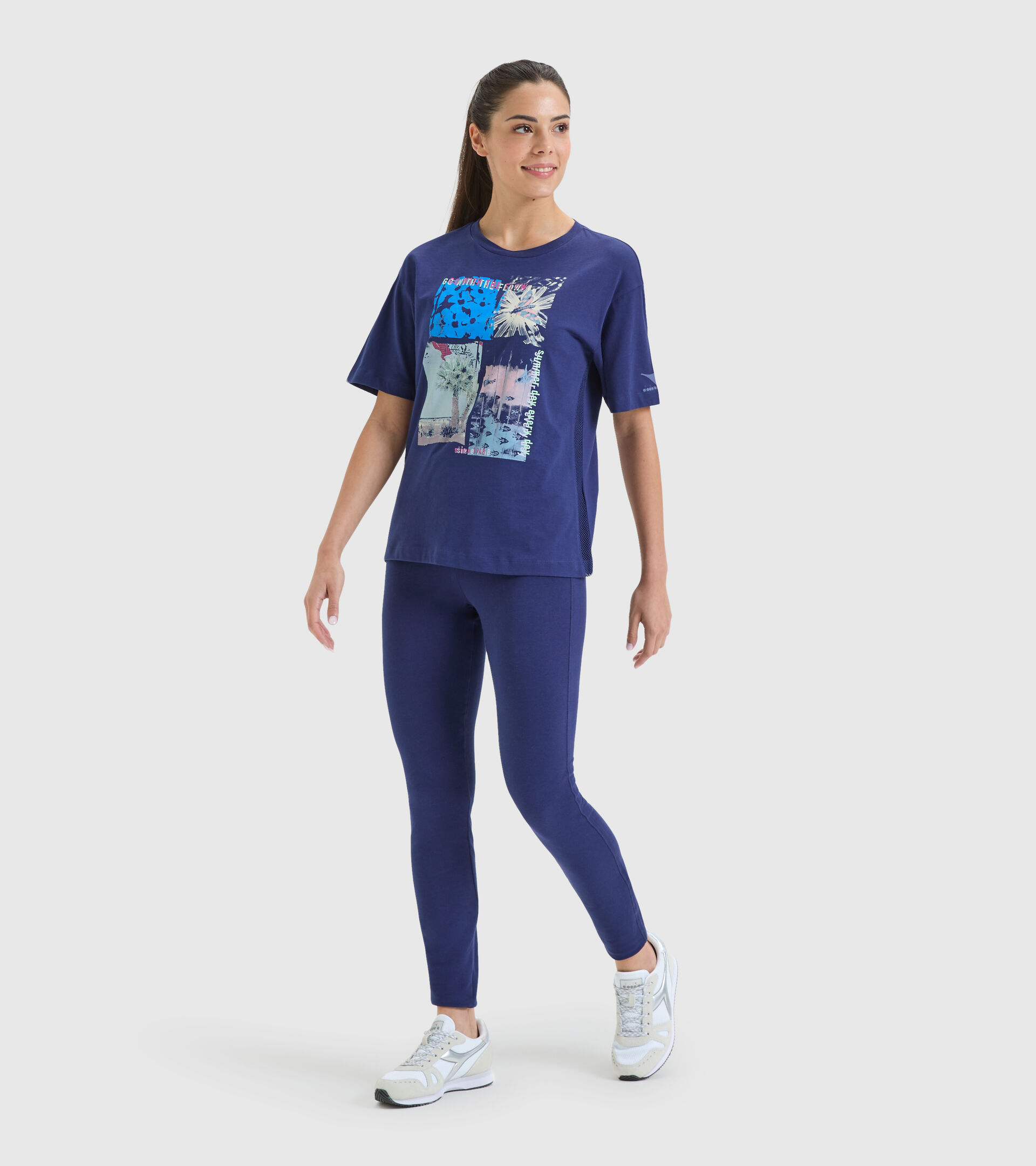 Cotton sports T-shirt - Women L. T-SHIRT SS FLOW DEEP COBALT BLUE - Diadora