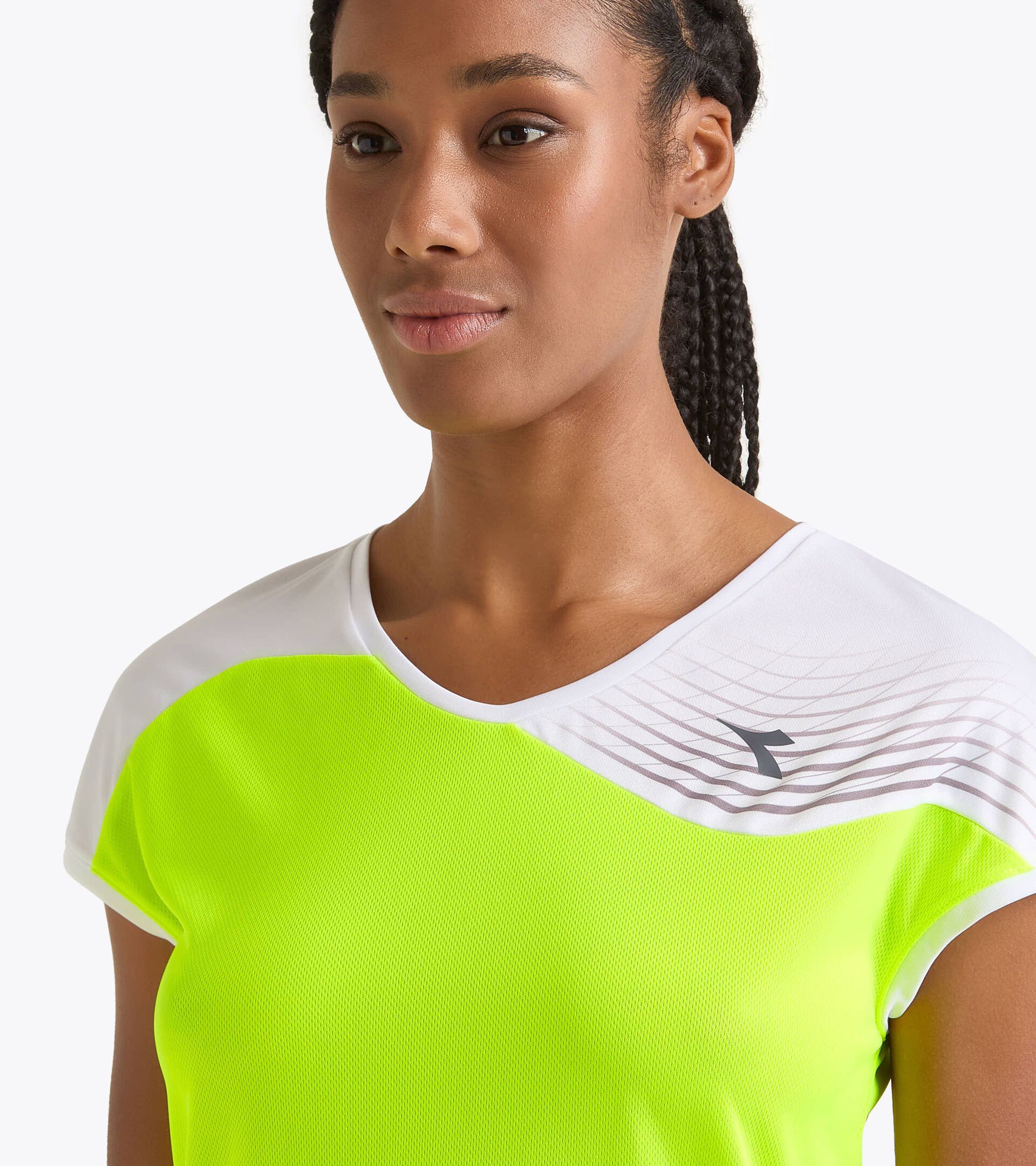 Camiseta de tenis - Mujer L. T-SHIRT COURT AMARILLO FLUO DD - Diadora